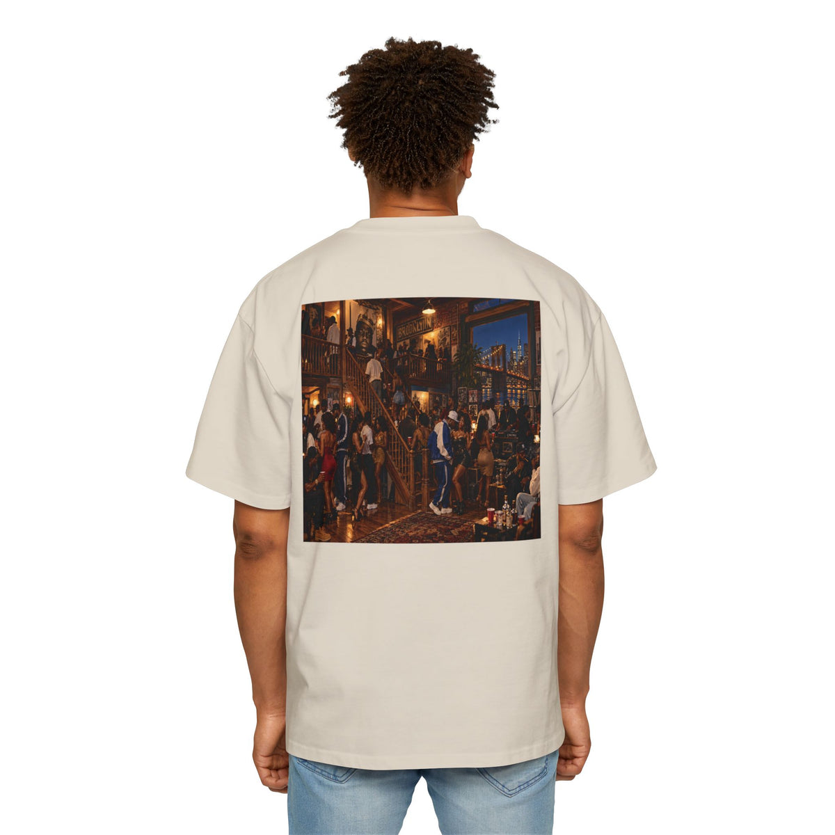 Oversized Men's Tee — Vintage Nightlife Graphic Streetwear