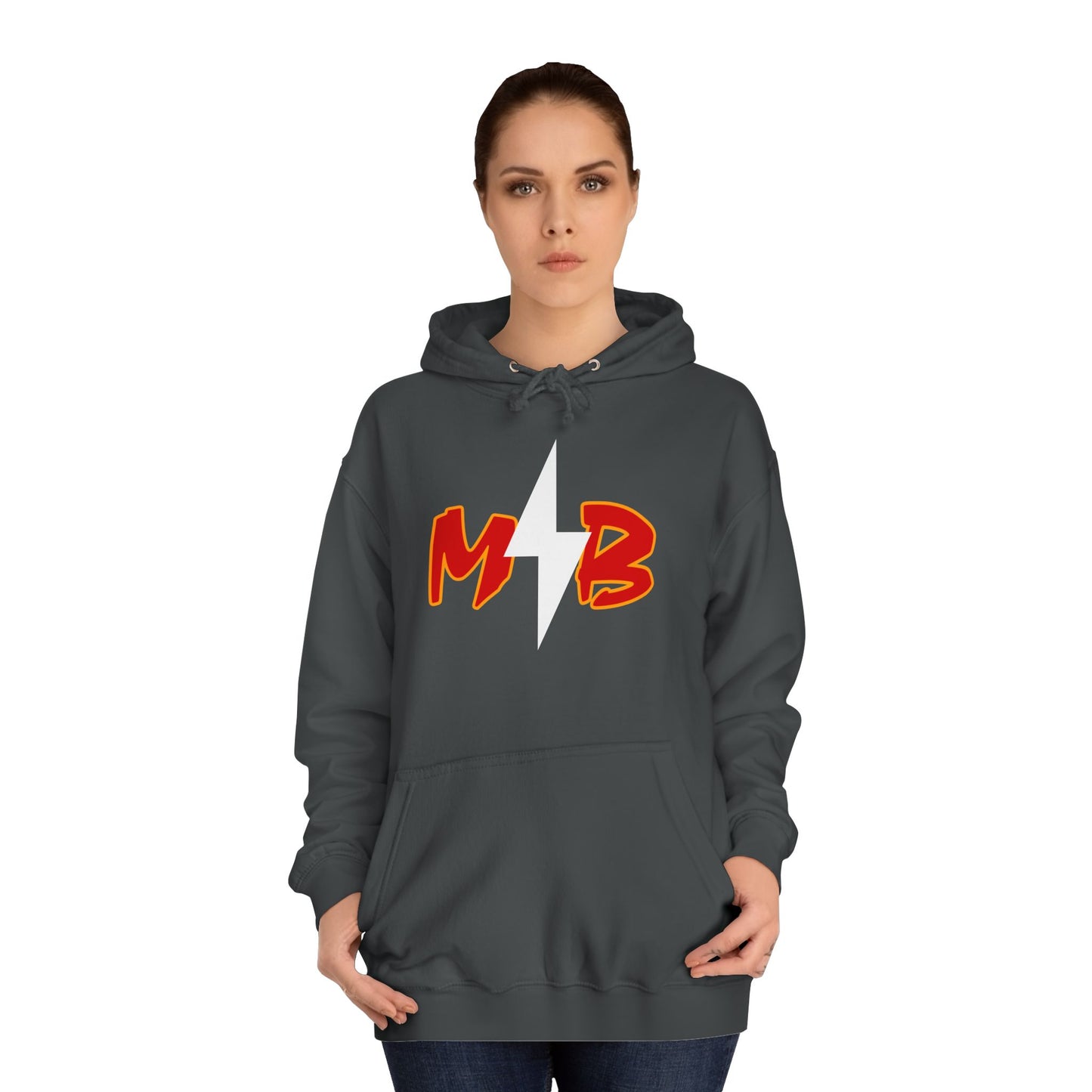 MB Lightning Hoodie — College Crew Pullover with Bold Red Initials
