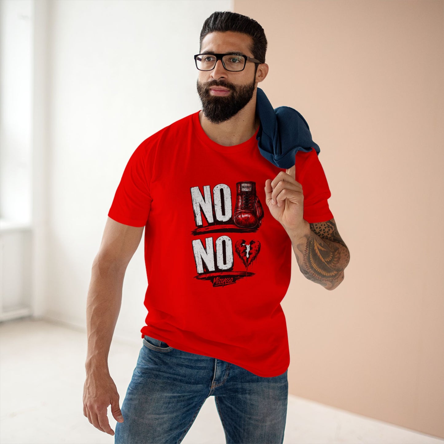 No Heartbreak Tee — 'No' Boxing Gloves & Broken Heart Graphic T-Shirt
