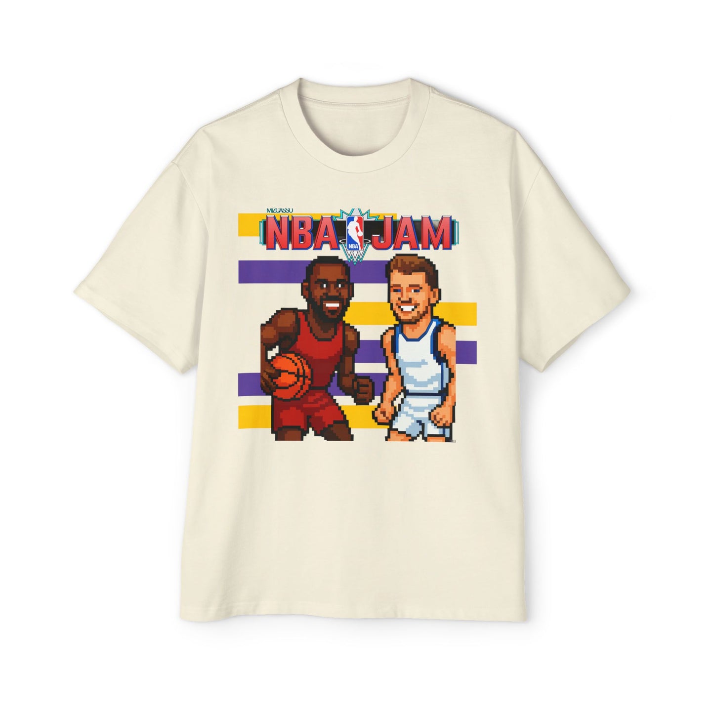Men's NBA Jam Oversized Tee - Retro Basketball Graphic T-Shirt for Sports Fans