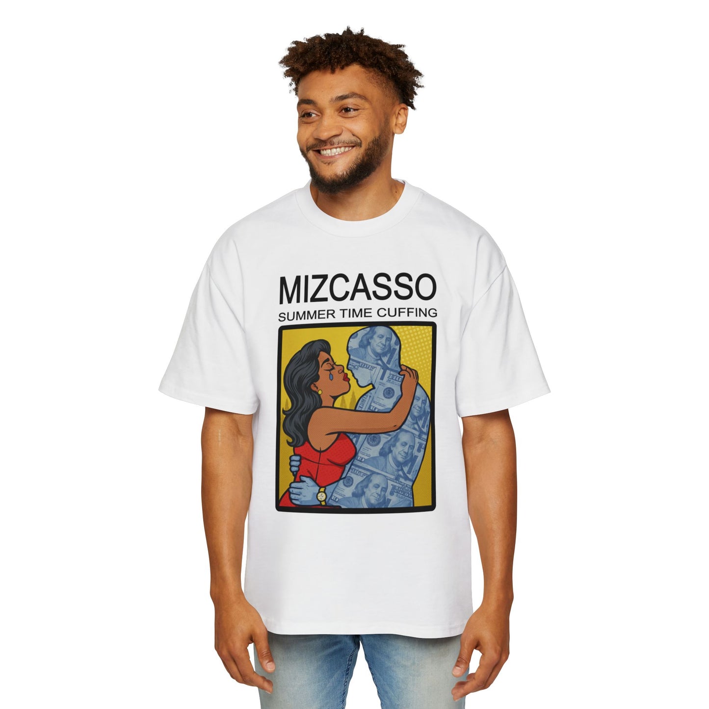 Men's Heavy Oversized Tee - Mizcasso Summer Time Cuffing Graphic