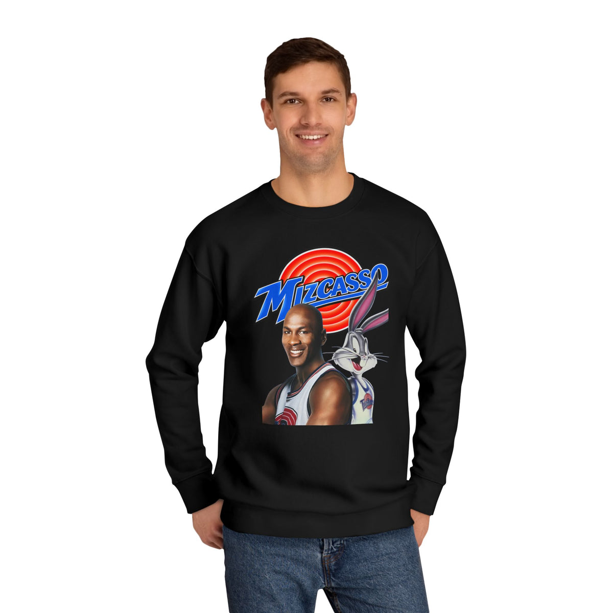 Retro Basketball Crewneck Sweatshirt - 'Mizcass' Space Jam Style Design