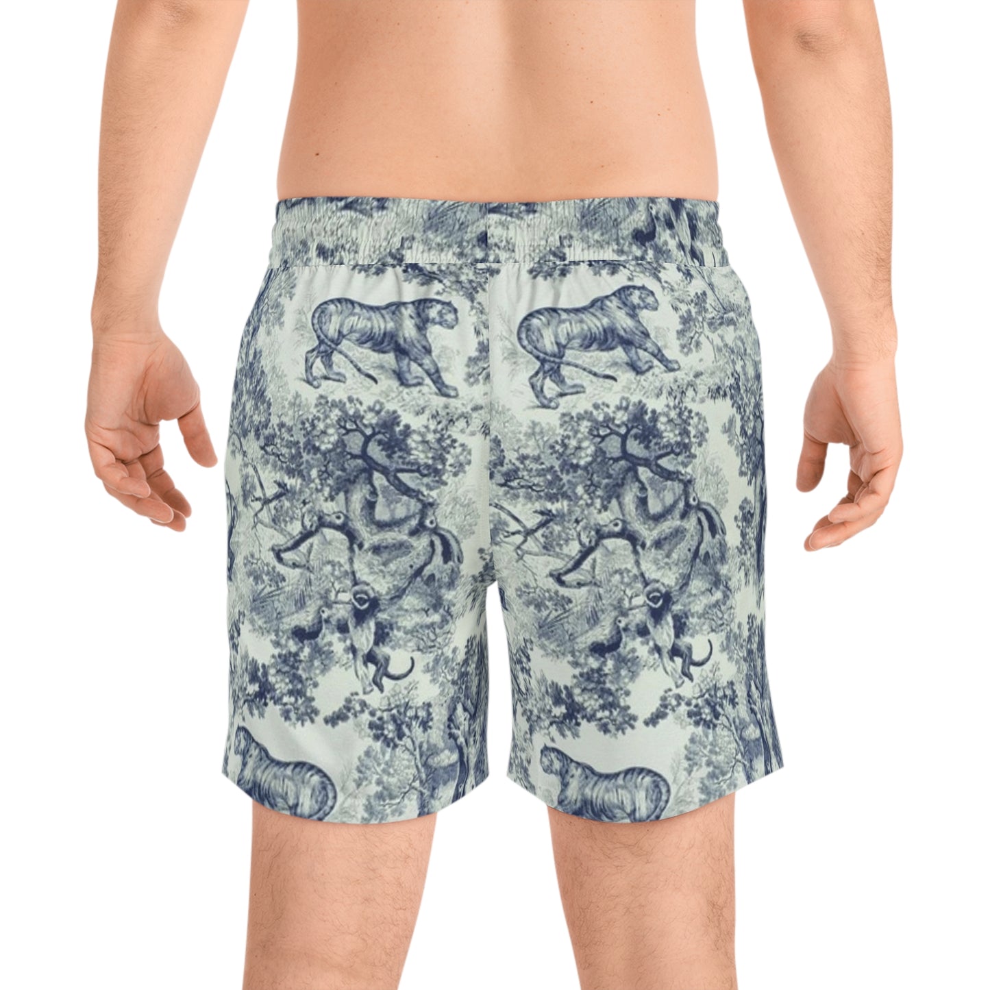 Men's Jungle Print Swim Shorts – Stylish Mid-Length Beachwear