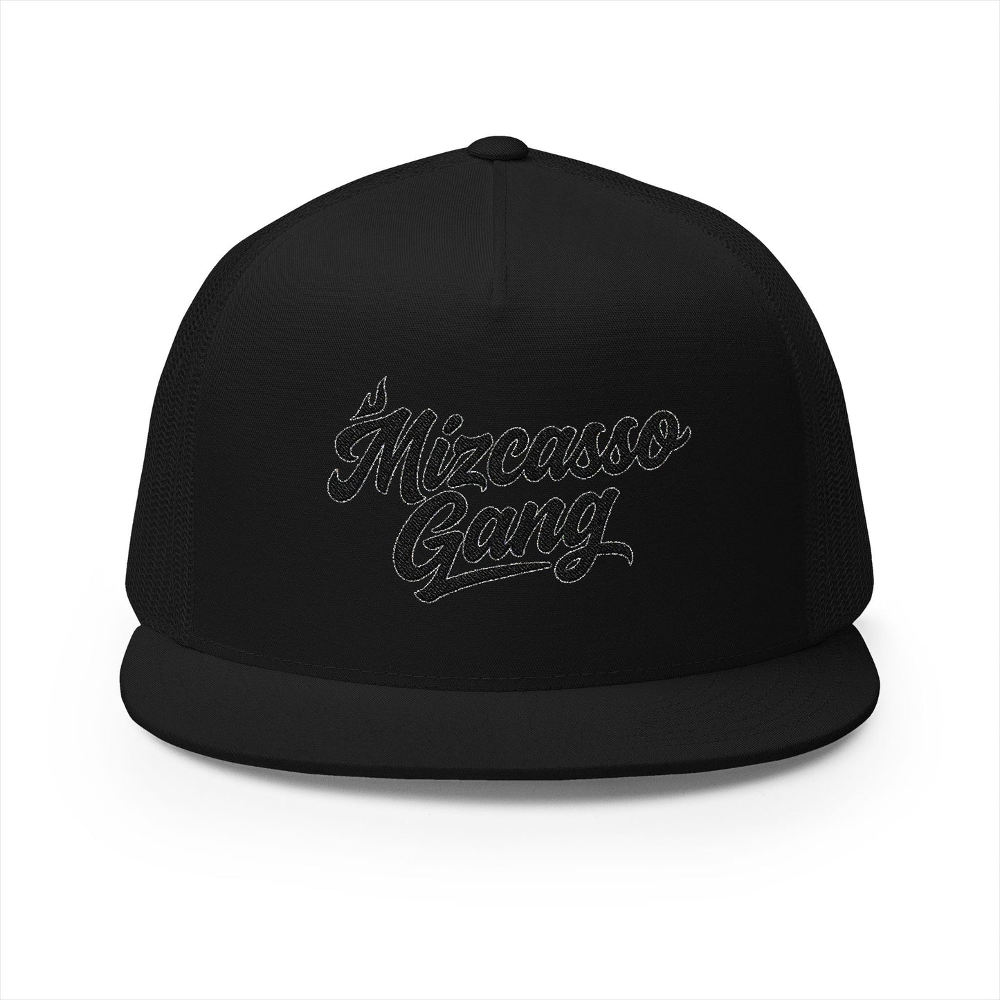 Mizcasso Gang Embroidered 5 Panel Trucker Cap - Vintage Style Hat for Casual Wear