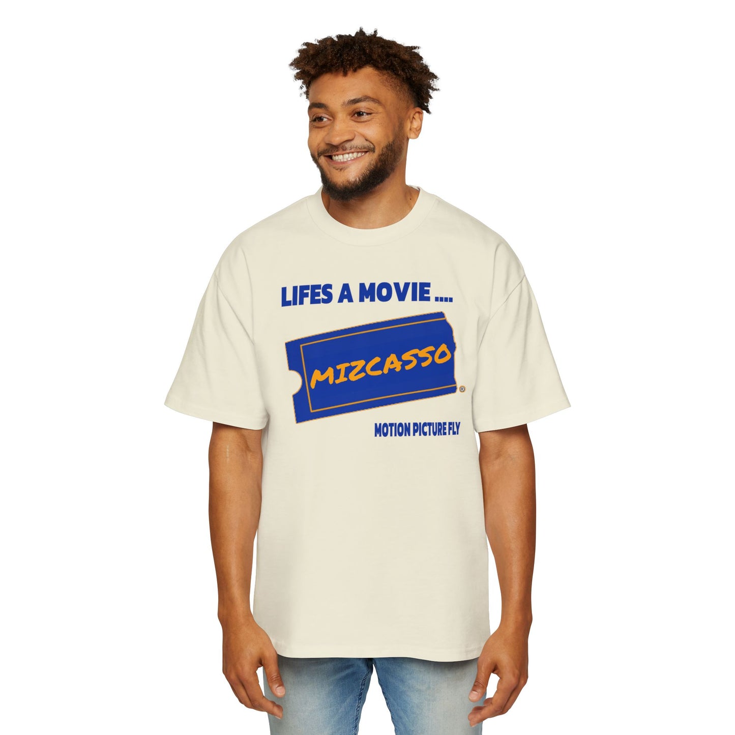 Men's Heavy Oversized Tee - 'Lifes a Movie' Graphic T-Shirt for Movie Lovers