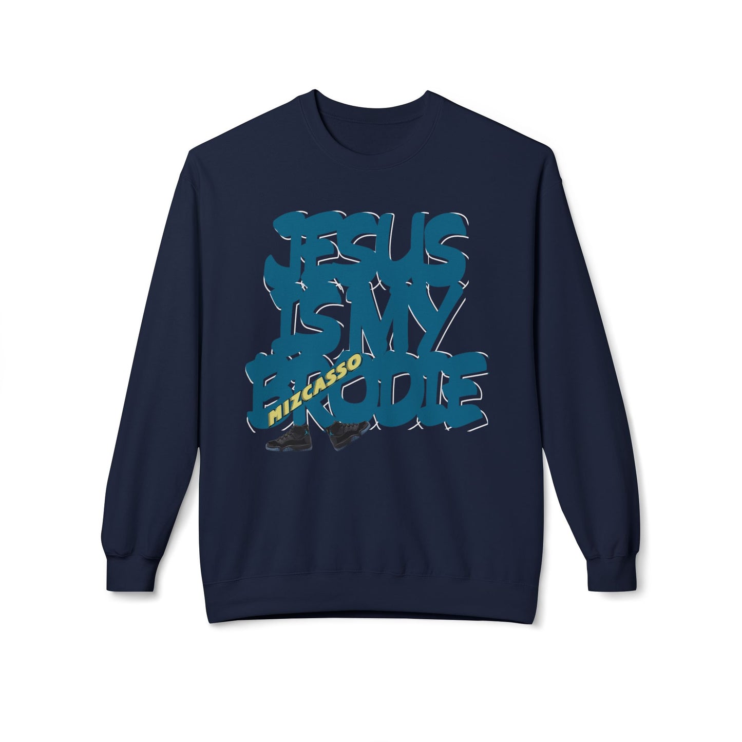 Crewneck Sweatshirt — 'Jesus Is My Brodie' Bold Graffiti Christian Pullover