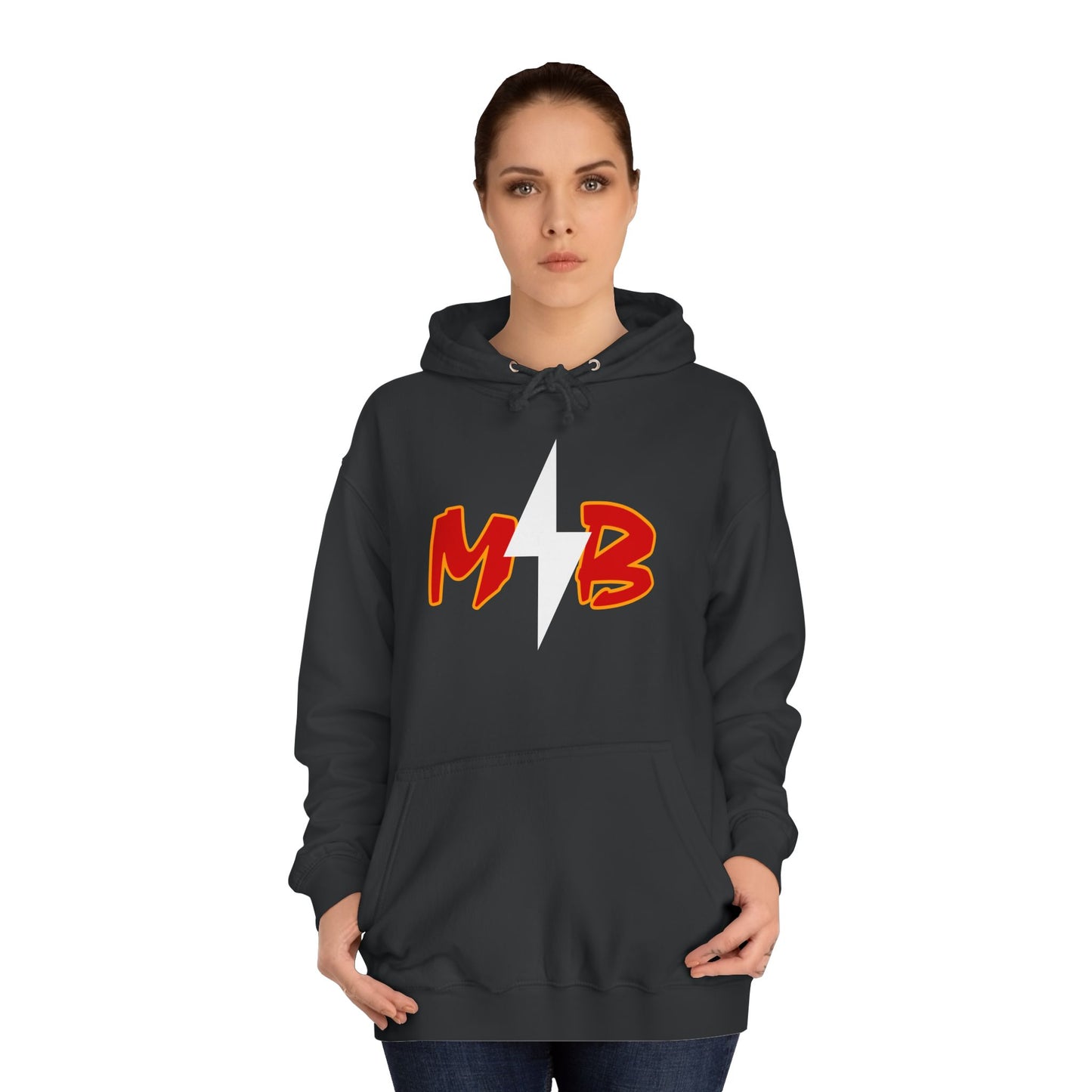 MB Lightning Hoodie — College Crew Pullover with Bold Red Initials