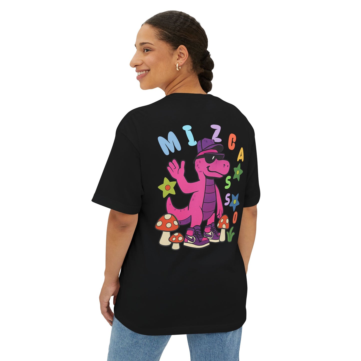 Playful Unisex Oversized Boxy Tee - ‘Mizcasso’ Graphic Shirt