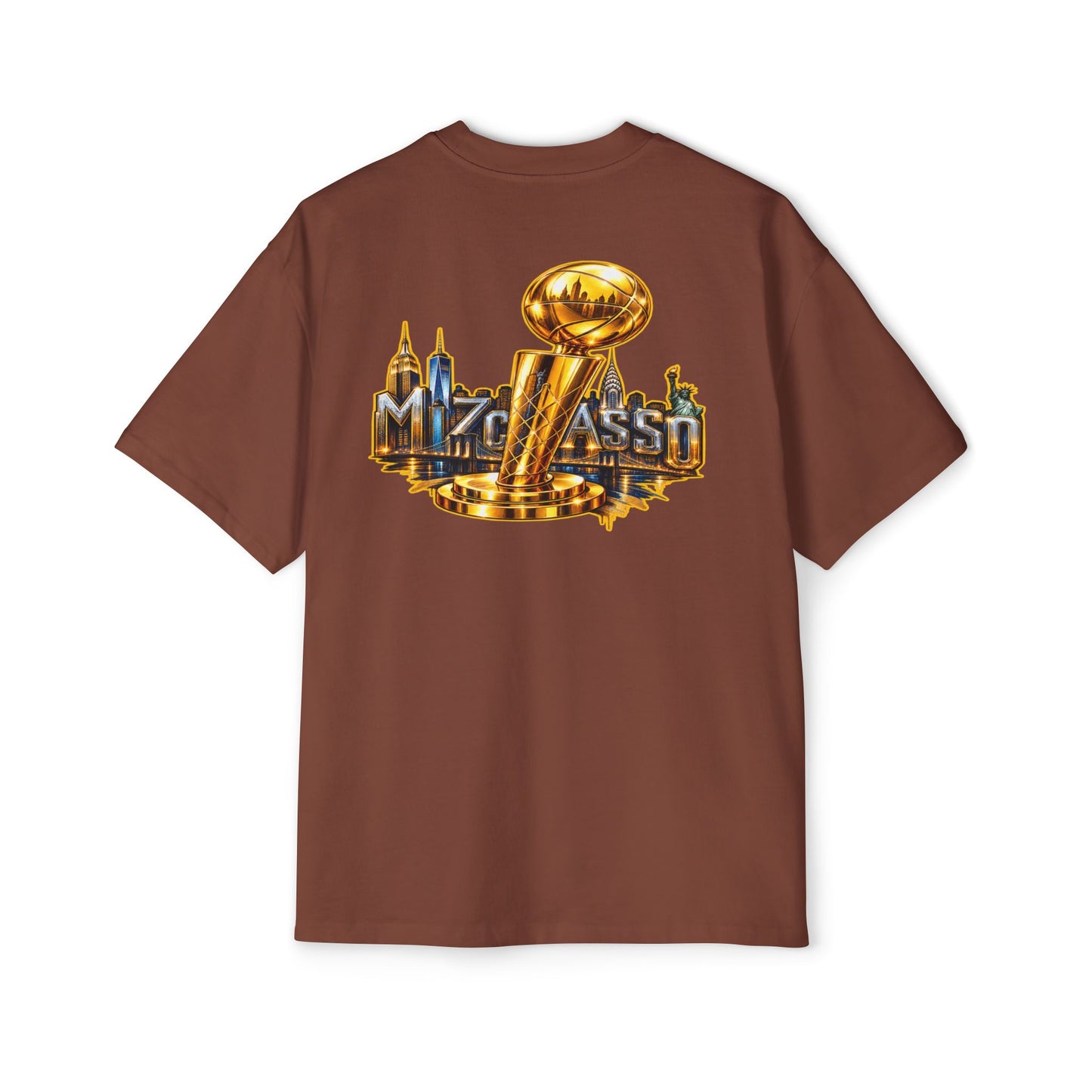 Championship Trophy Graphic Tee — 'MVP Assn' Gold City Back Print