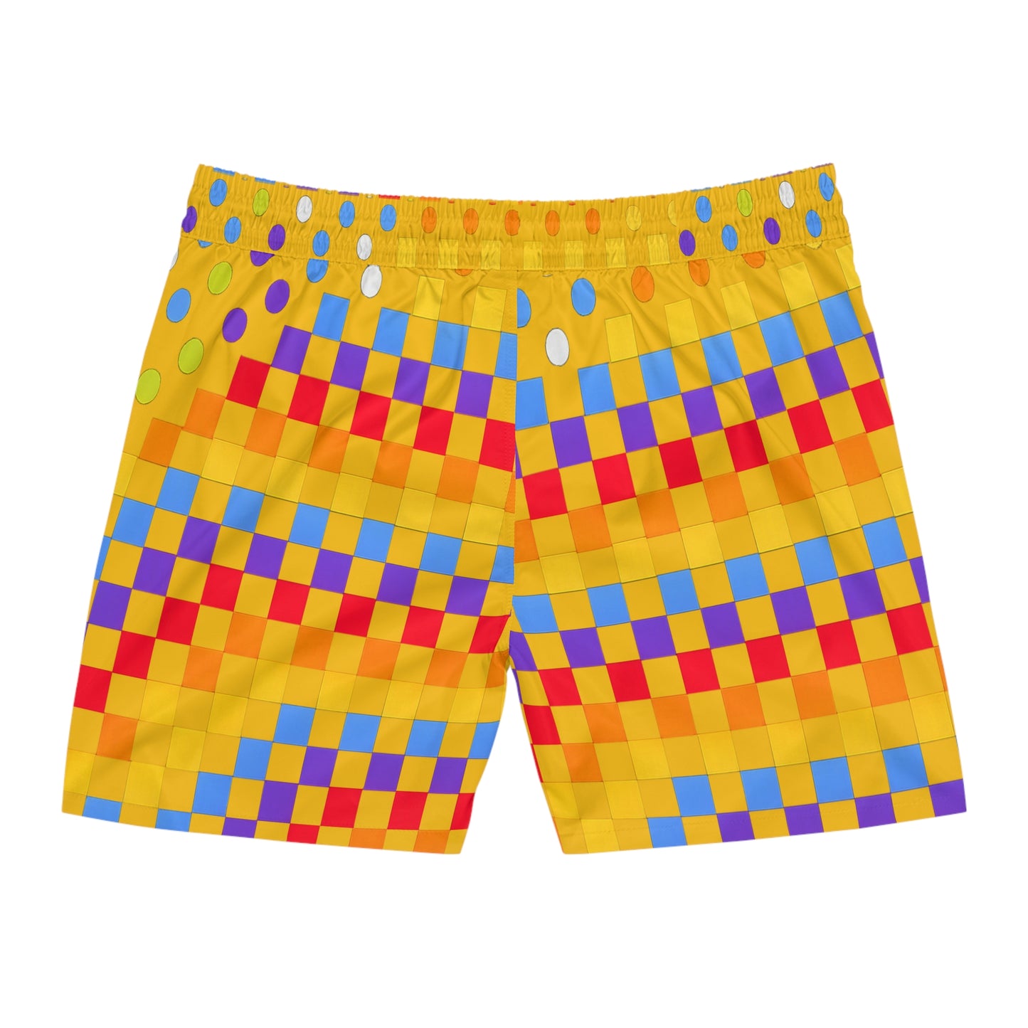 Men's Bright Checkerboard Swim Shorts — Mizcasso Logo