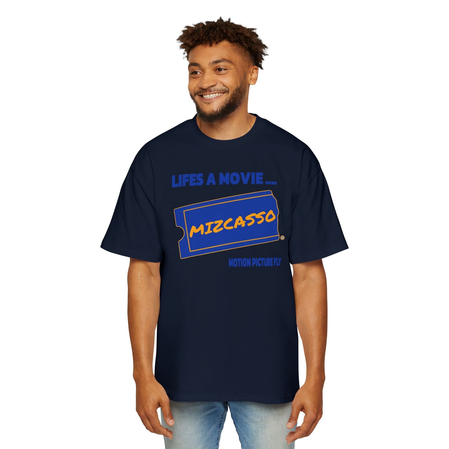 Men's Heavy Oversized Tee - 'Lifes a Movie' Graphic T-Shirt for Movie Lovers