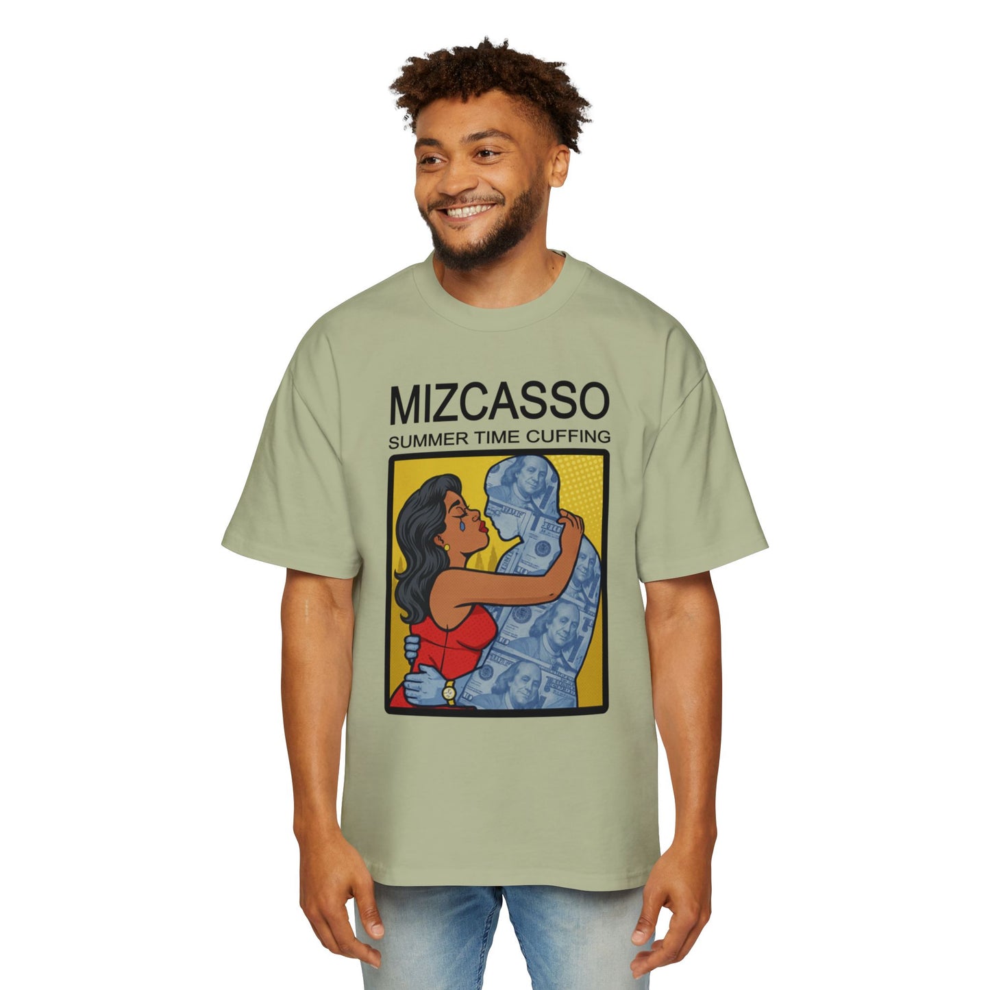 Men's Heavy Oversized Tee - Mizcasso Summer Time Cuffing Graphic