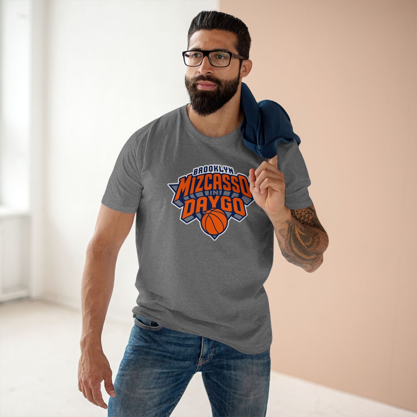 Brooklyn Mizcasso & Daygo Basketball Tee — Vintage Orange Team Logo Shirt