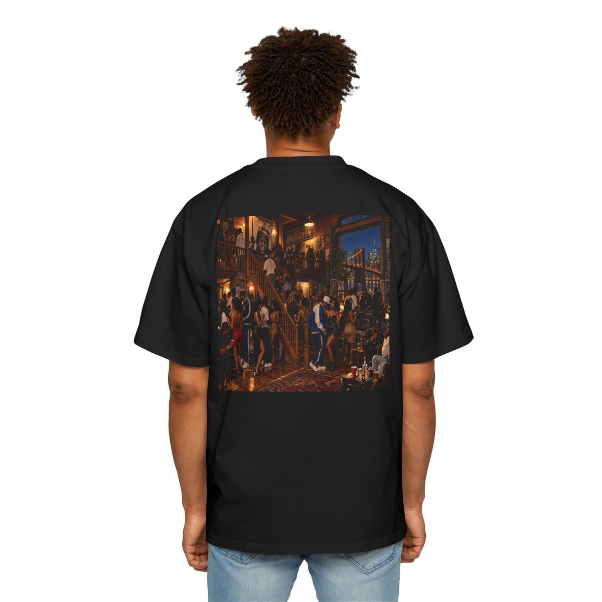 Oversized Men's Tee — Vintage Nightlife Graphic Streetwear