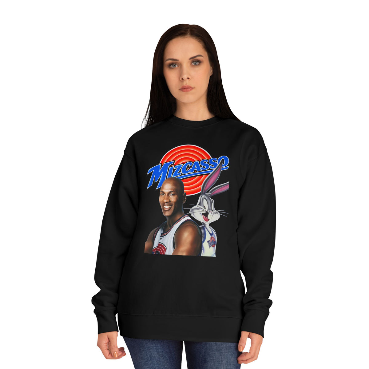 Retro Basketball Crewneck Sweatshirt - 'Mizcass' Space Jam Style Design
