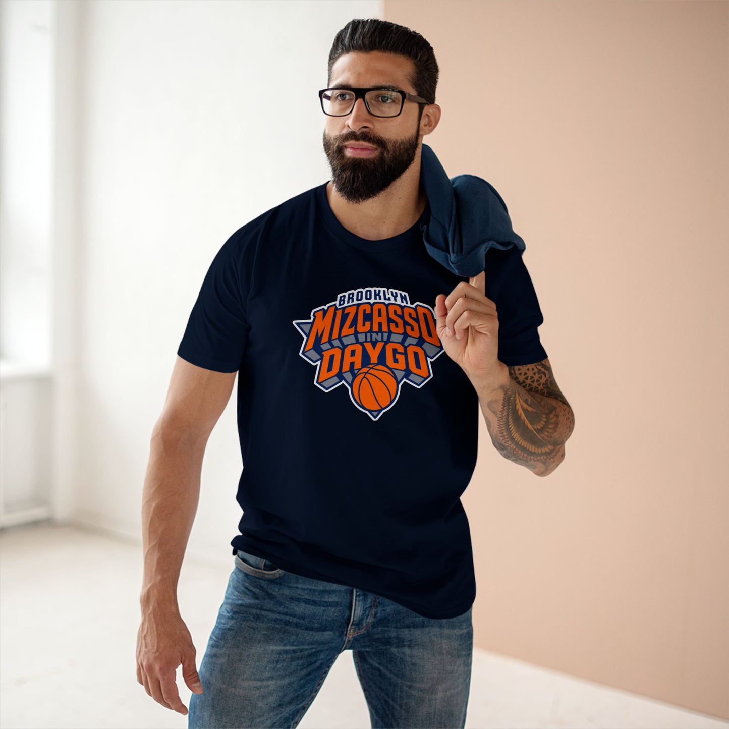 Brooklyn Mizcasso & Daygo Basketball Tee — Vintage Orange Team Logo Shirt