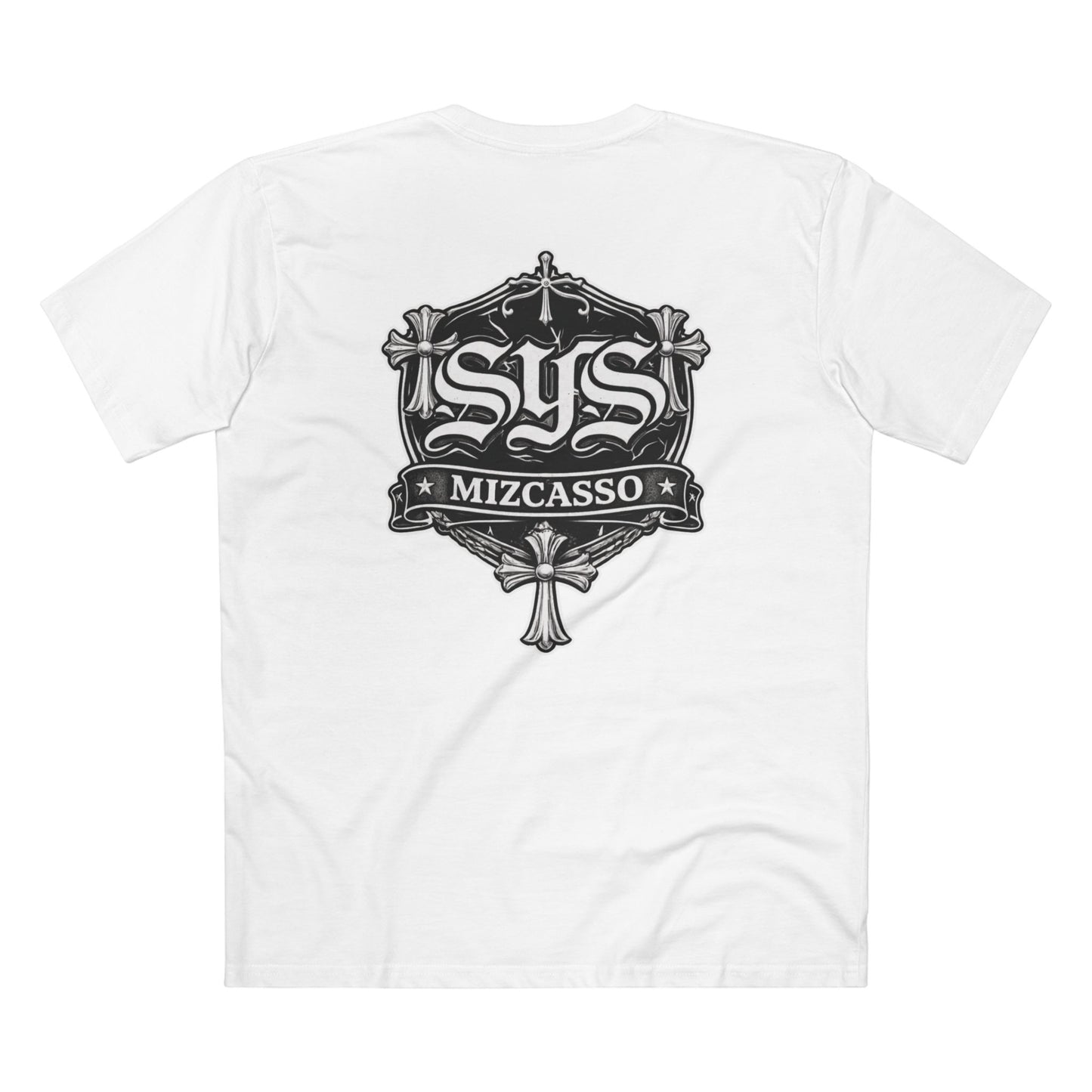 SYS Mizcasso Crest T-Shirt — Gothic Shield Logo Tee
