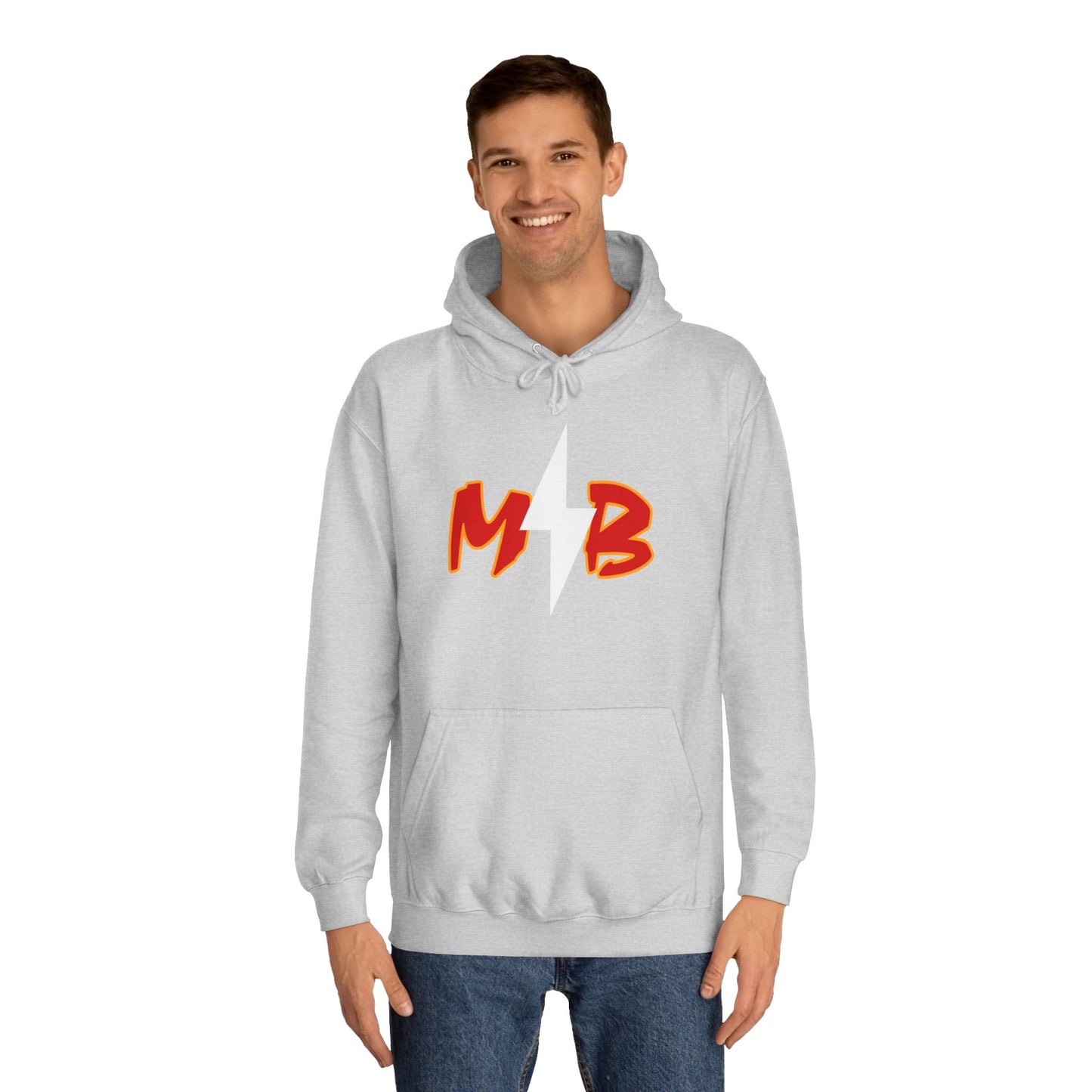 MB Lightning Hoodie — College Crew Pullover with Bold Red Initials