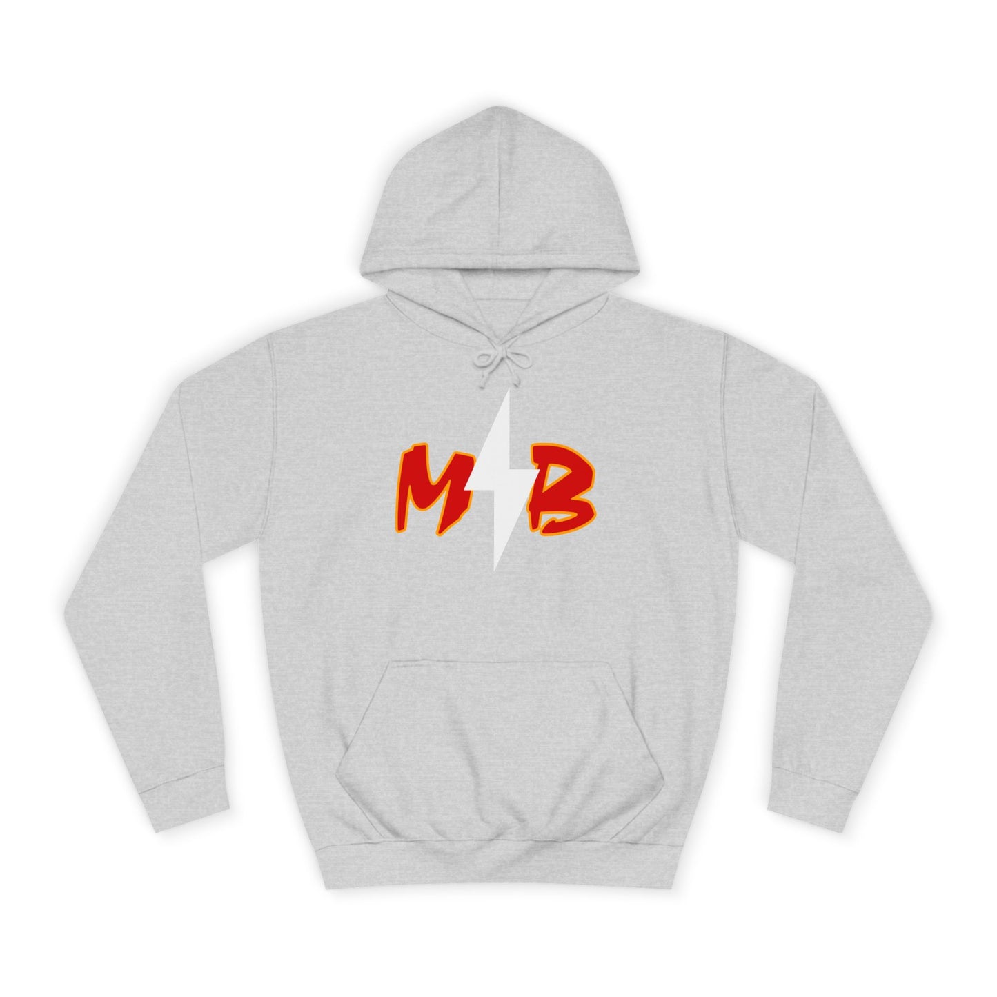 MB Lightning Hoodie — College Crew Pullover with Bold Red Initials