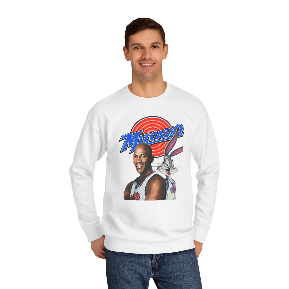 Retro Basketball Crewneck Sweatshirt - 'Mizcass' Space Jam Style Design