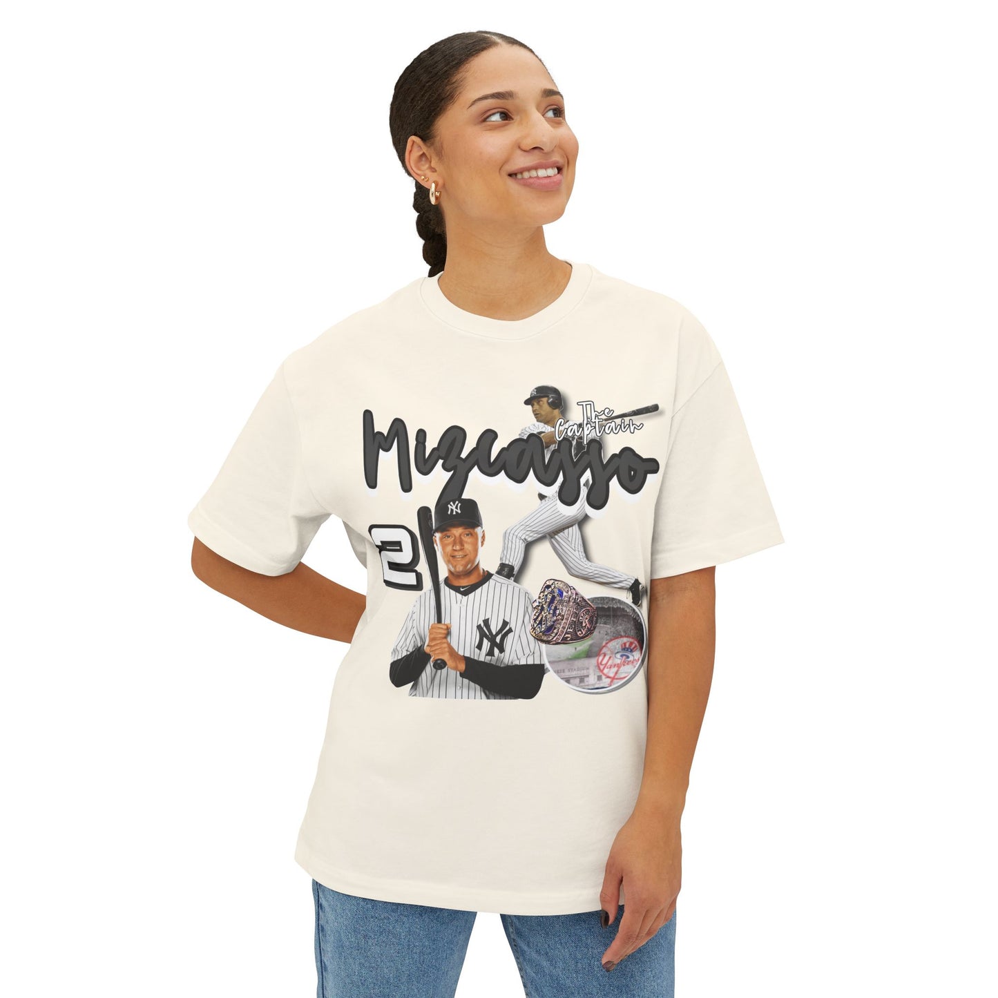 Unisex Oversized Boxy Tee - Vintage Baseball Design with Iconic Player #2