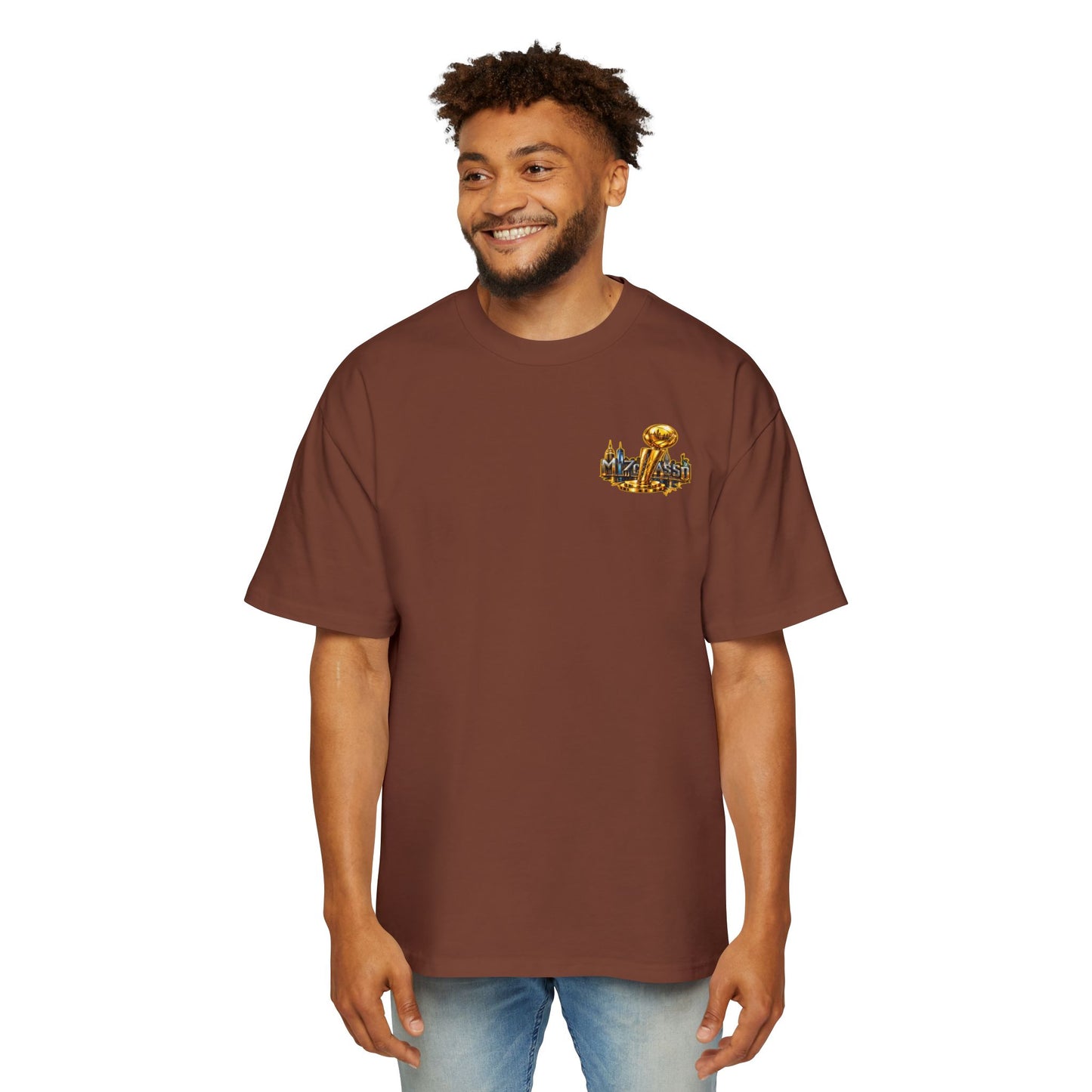 Championship Trophy Graphic Tee — 'MVP Assn' Gold City Back Print