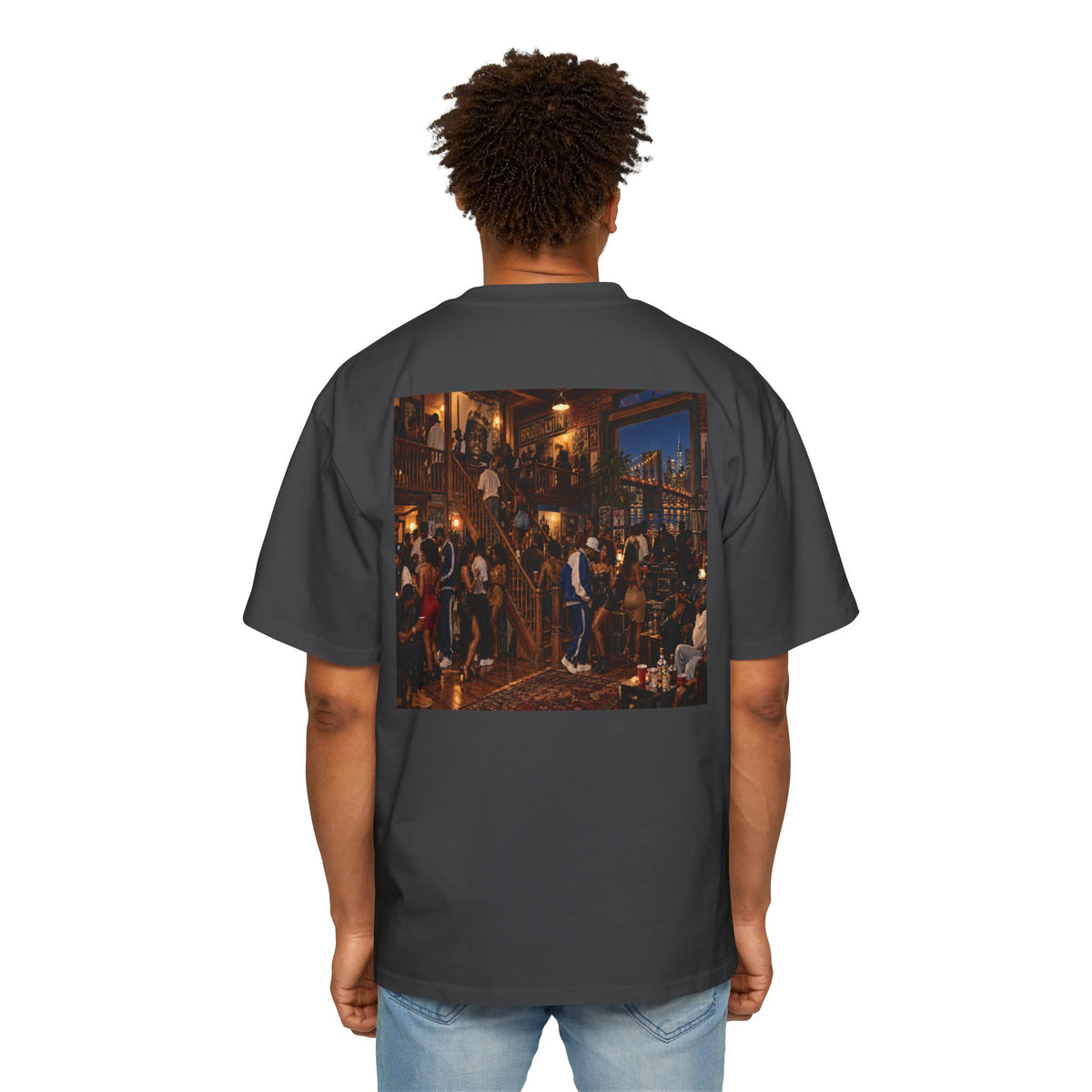 Oversized Men's Tee — Vintage Nightlife Graphic Streetwear