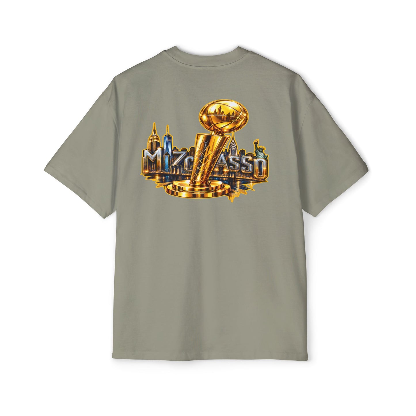 Championship Trophy Graphic Tee — 'MVP Assn' Gold City Back Print