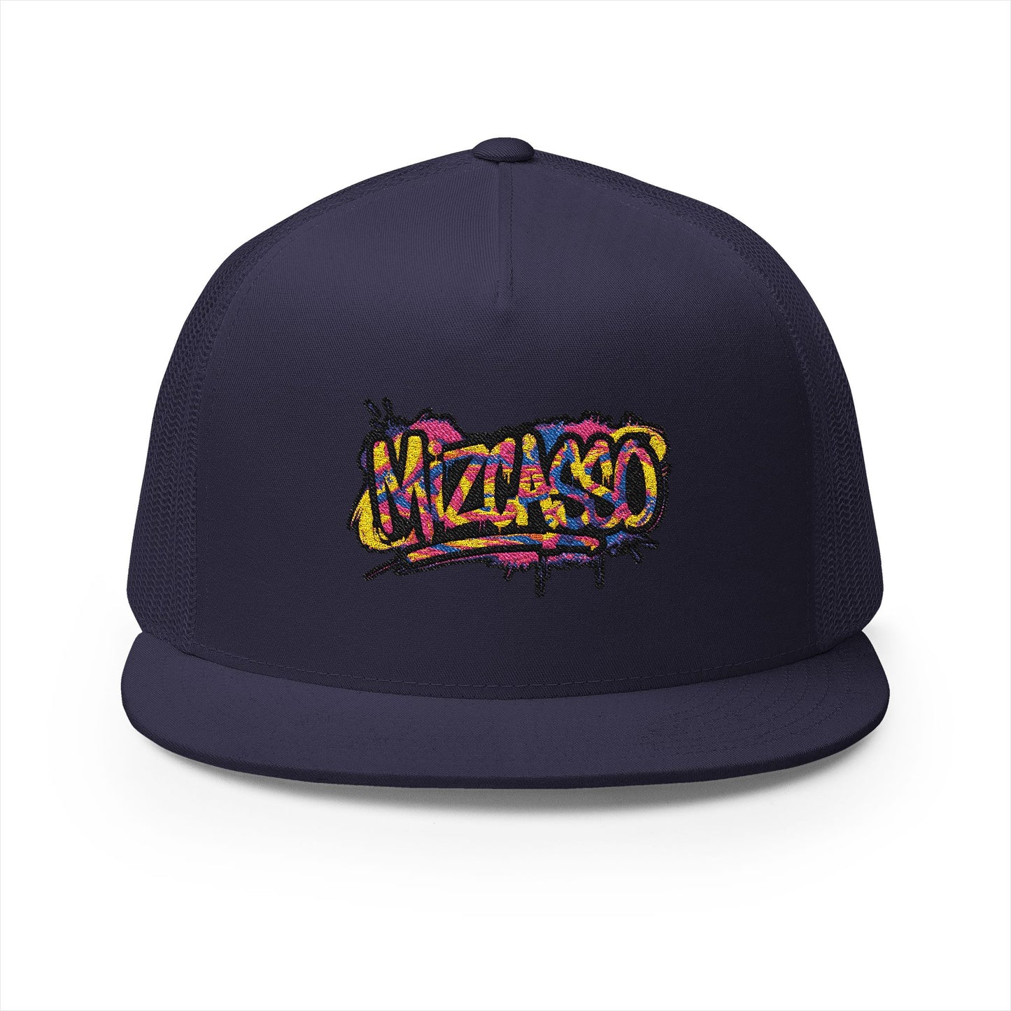 Vibrant Embroidered 5 Panel Trucker Cap - Streetwear Style
