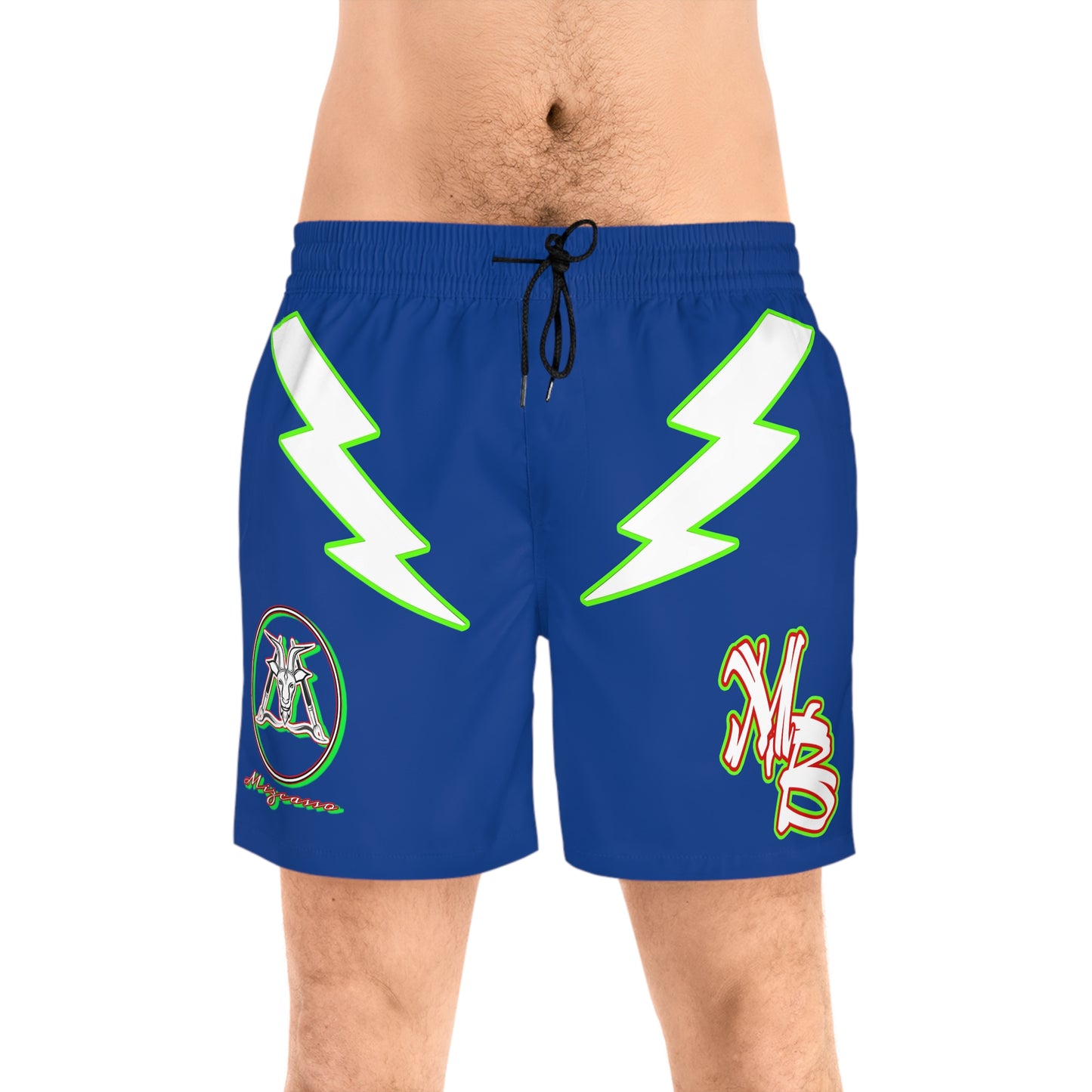 Mizcasso shock  Mid-Length Swim Shorts (AOP)