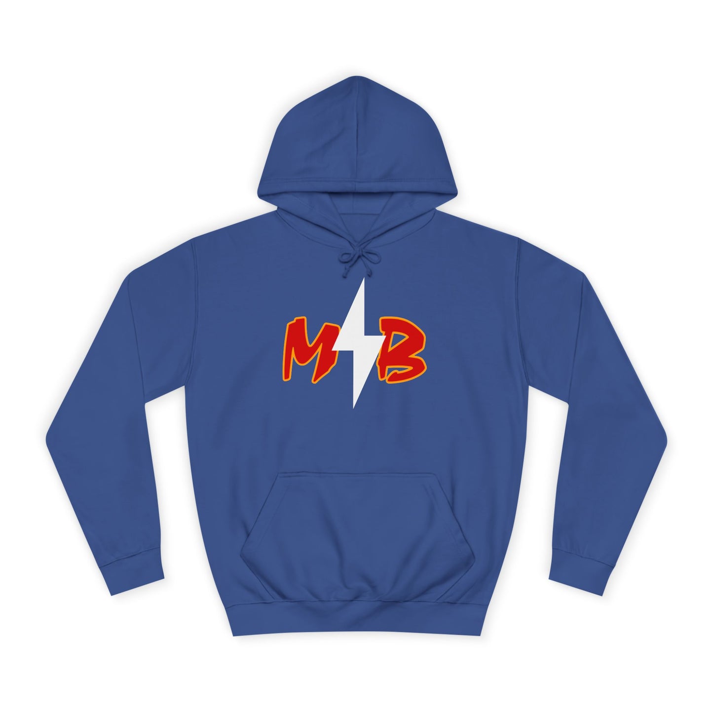 MB Lightning Hoodie — College Crew Pullover with Bold Red Initials
