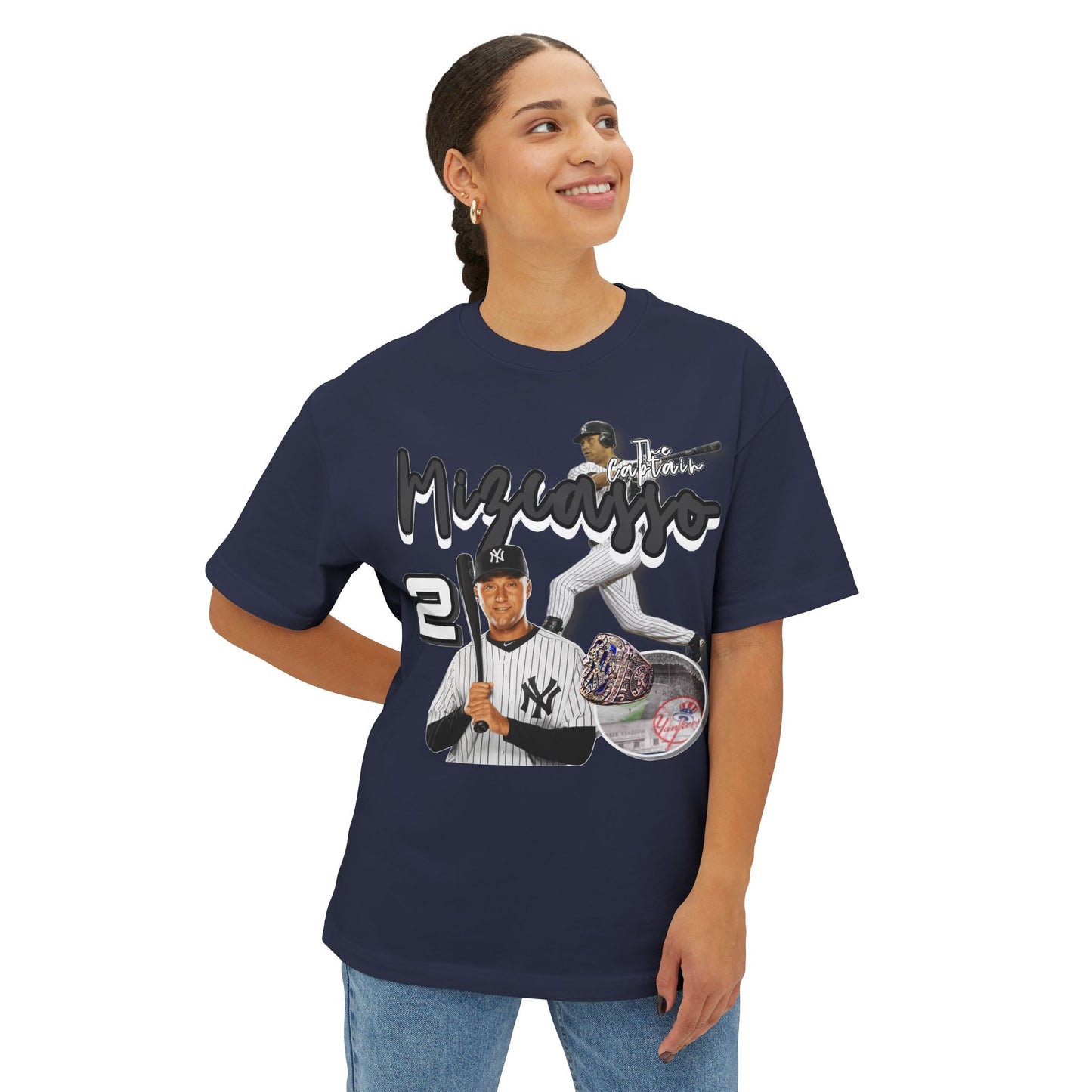 Unisex Oversized Boxy Tee - Vintage Baseball Design with Iconic Player #2