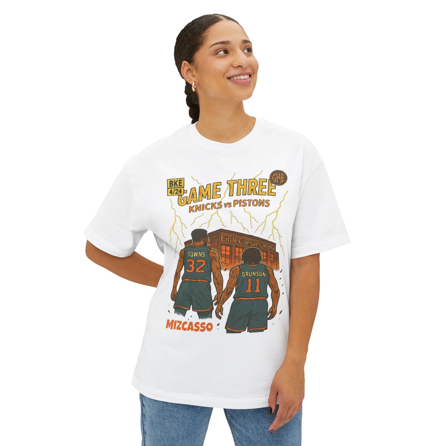Game Day Unisex Oversized Boxy Tee - Knicks vs Pistons