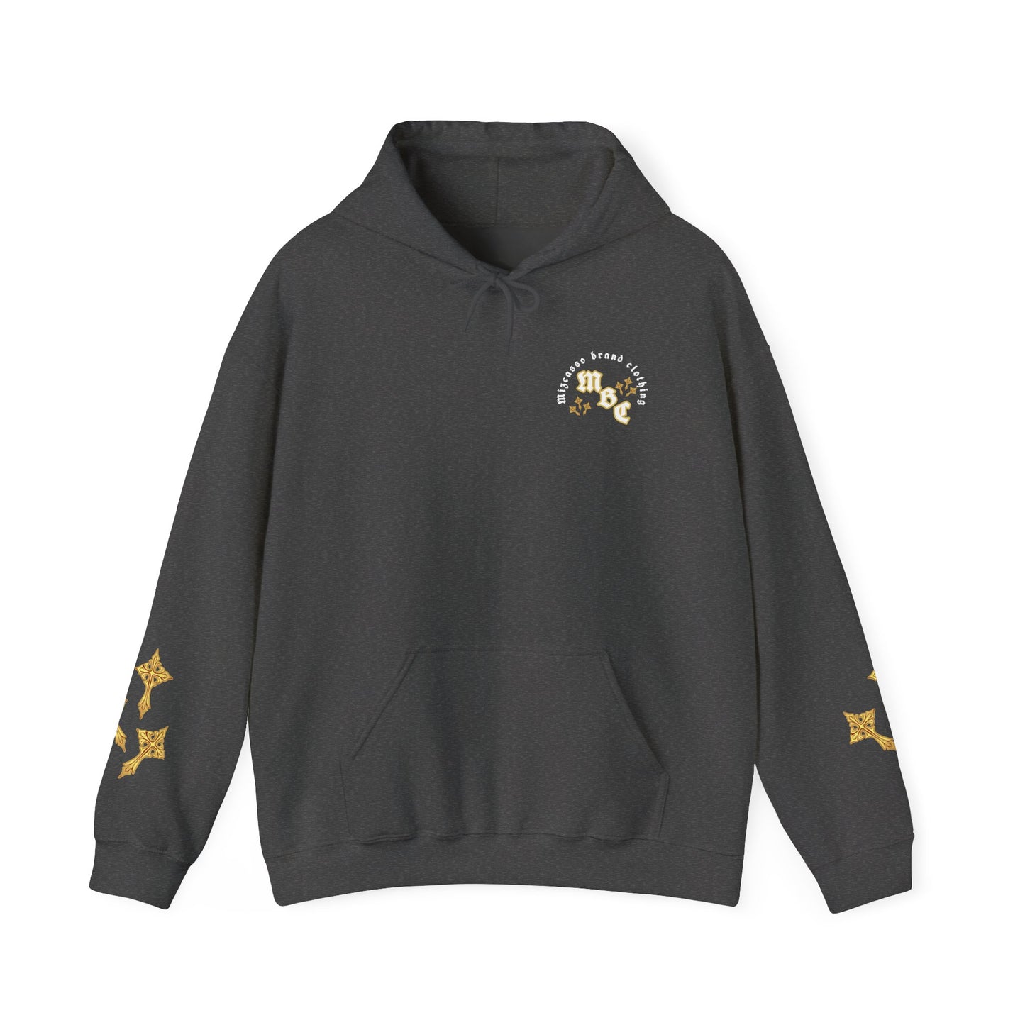 Love Me In Exile Hoodie — Gothic Gold Star Graphic Pullover
