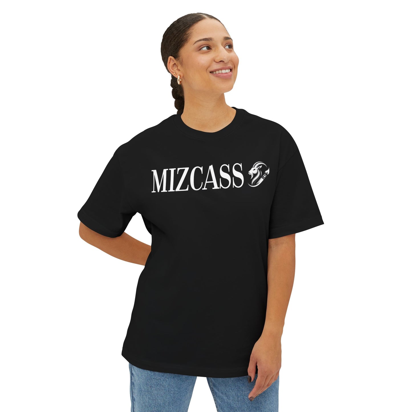 Mizcass Graphic Tee — Bold Logo Oversized Boxy T-Shirt