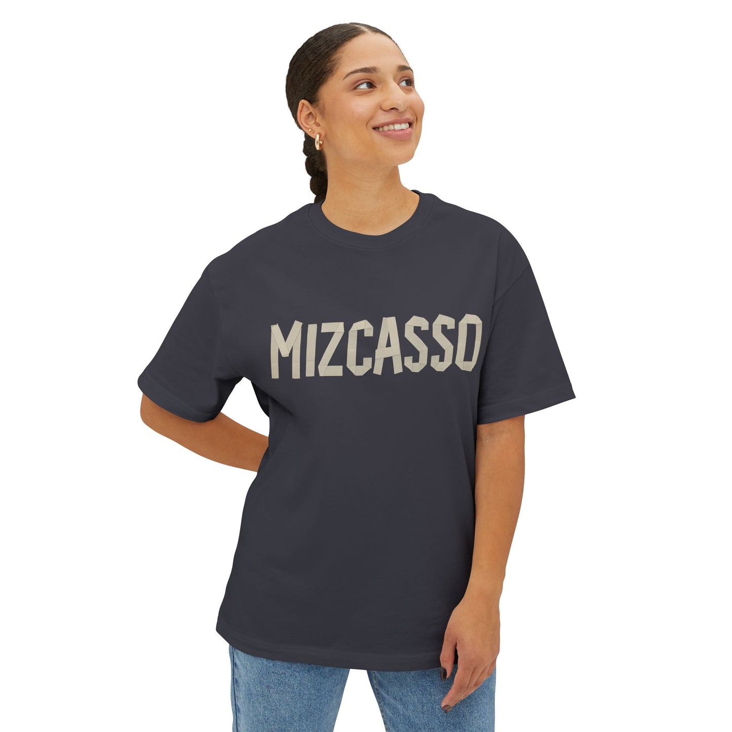 Mizcasso Boxy Tee - Unisex Oversized Graphic T-Shirt for Casual Style