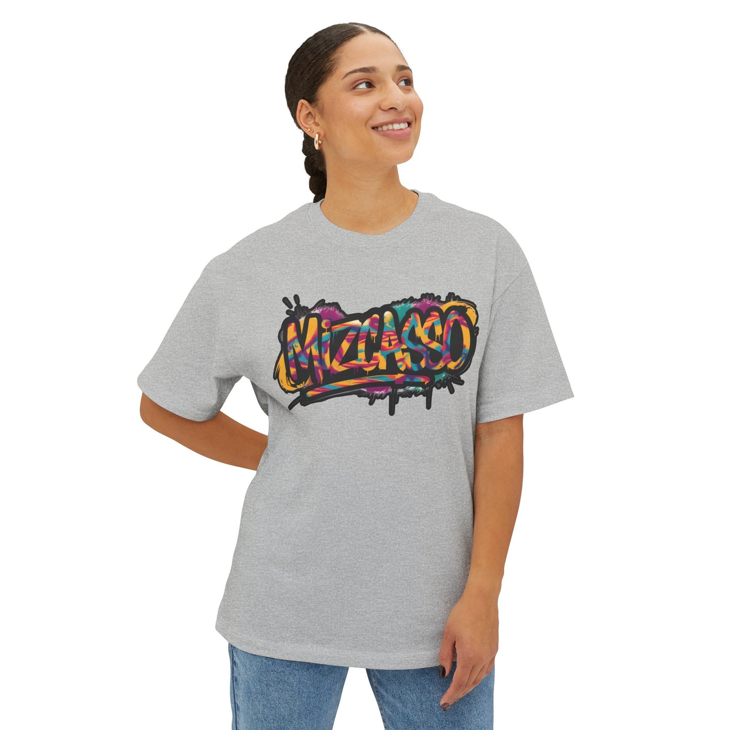 Graffiti-Inspired Unisex Oversized Boxy Tee - Urban Street Style Artwork