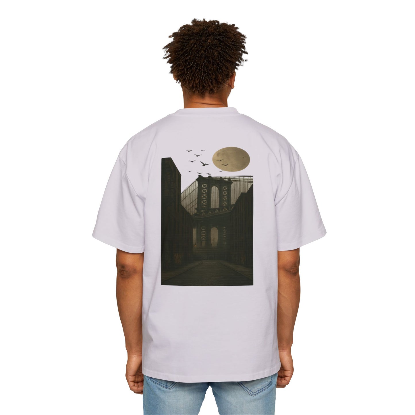 Men's Heavy Oversized Tee - Mizcasso Clothing with Brooklyn Bridge Design