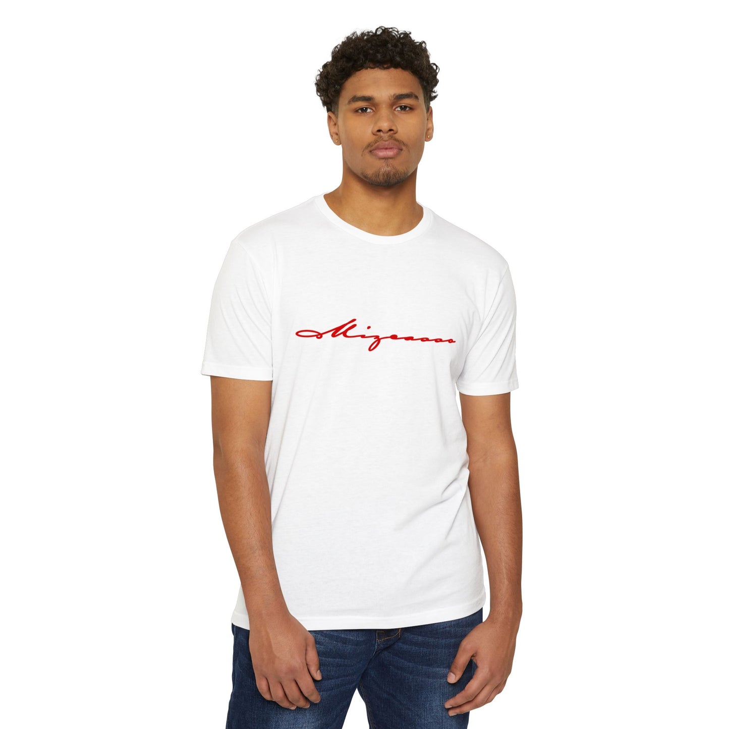 Mizuno Script Tee — Minimal Red Cursive Graphic T-Shirt