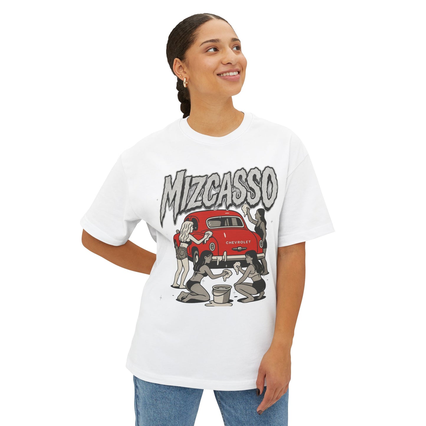 Vintage Mizcasso Oversized Tee - Fun Retro Car and Artist Design