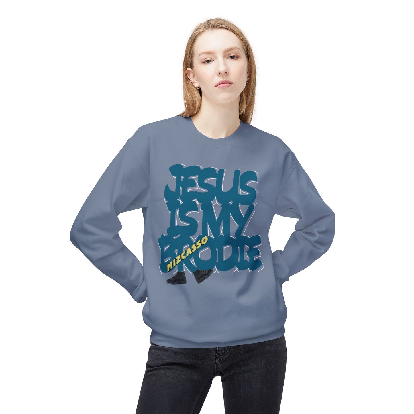 Crewneck Sweatshirt — 'Jesus Is My Brodie' Bold Graffiti Christian Pullover