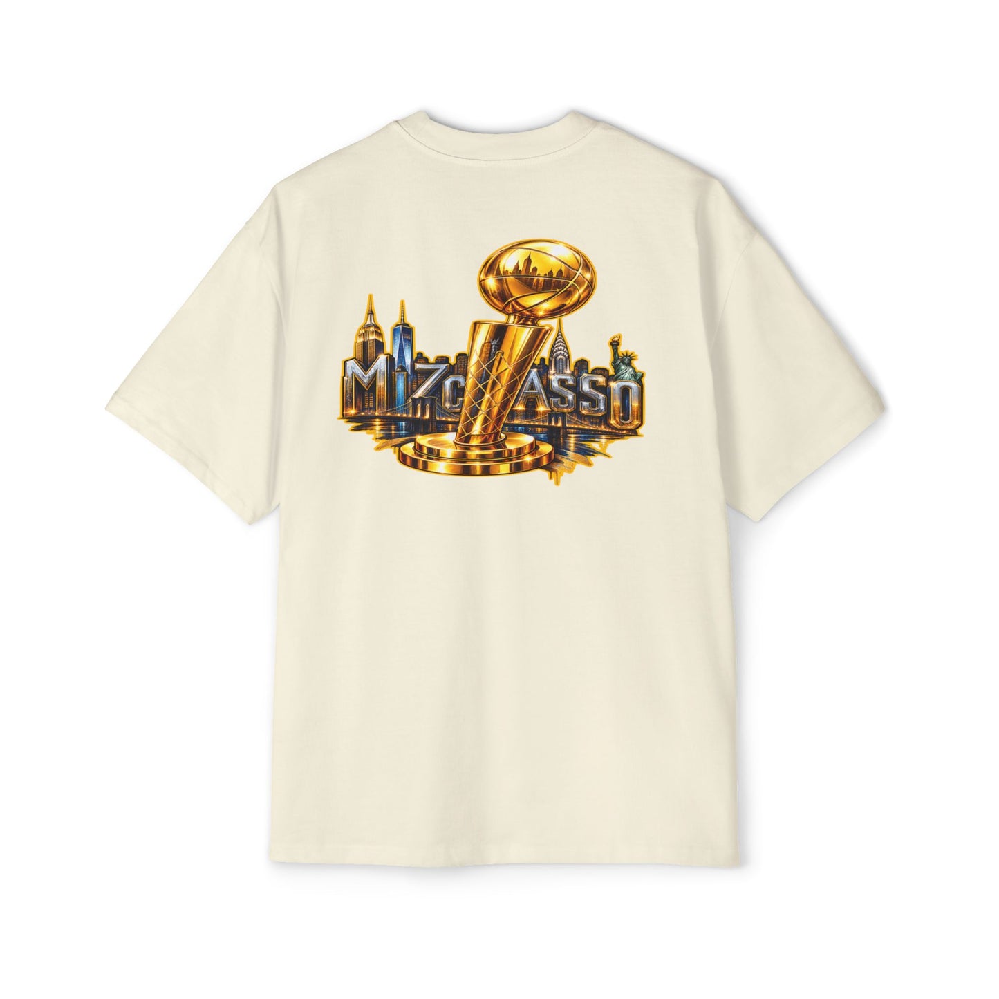Championship Trophy Graphic Tee — 'MVP Assn' Gold City Back Print