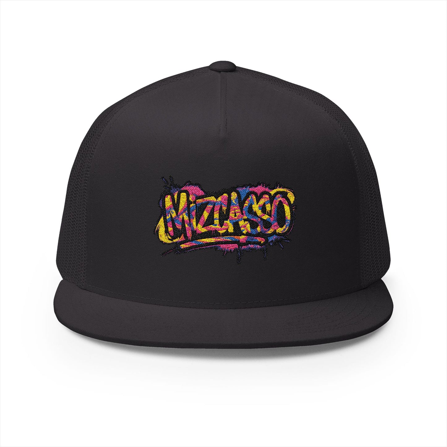 Vibrant Embroidered 5 Panel Trucker Cap - Streetwear Style