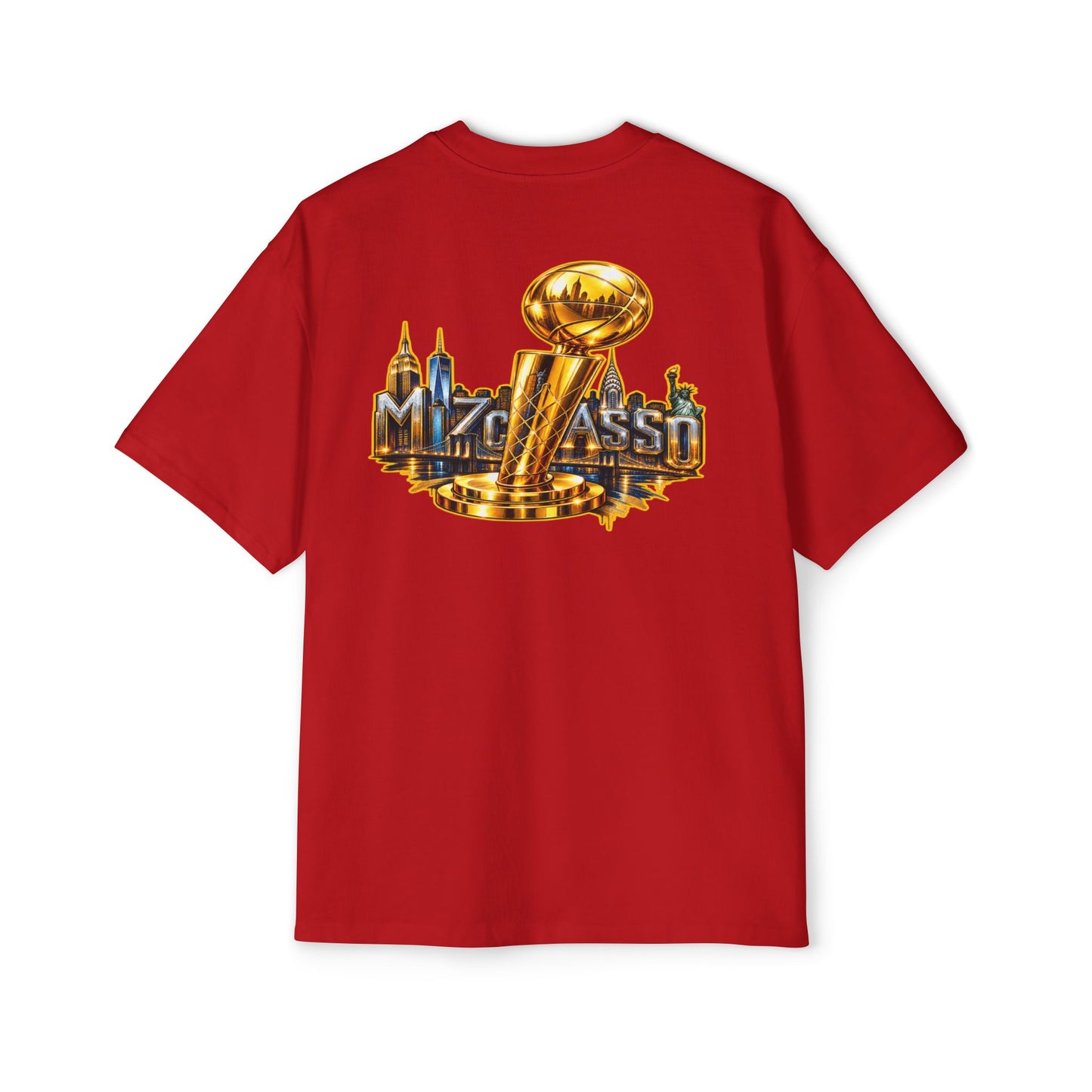 Championship Trophy Graphic Tee — 'MVP Assn' Gold City Back Print