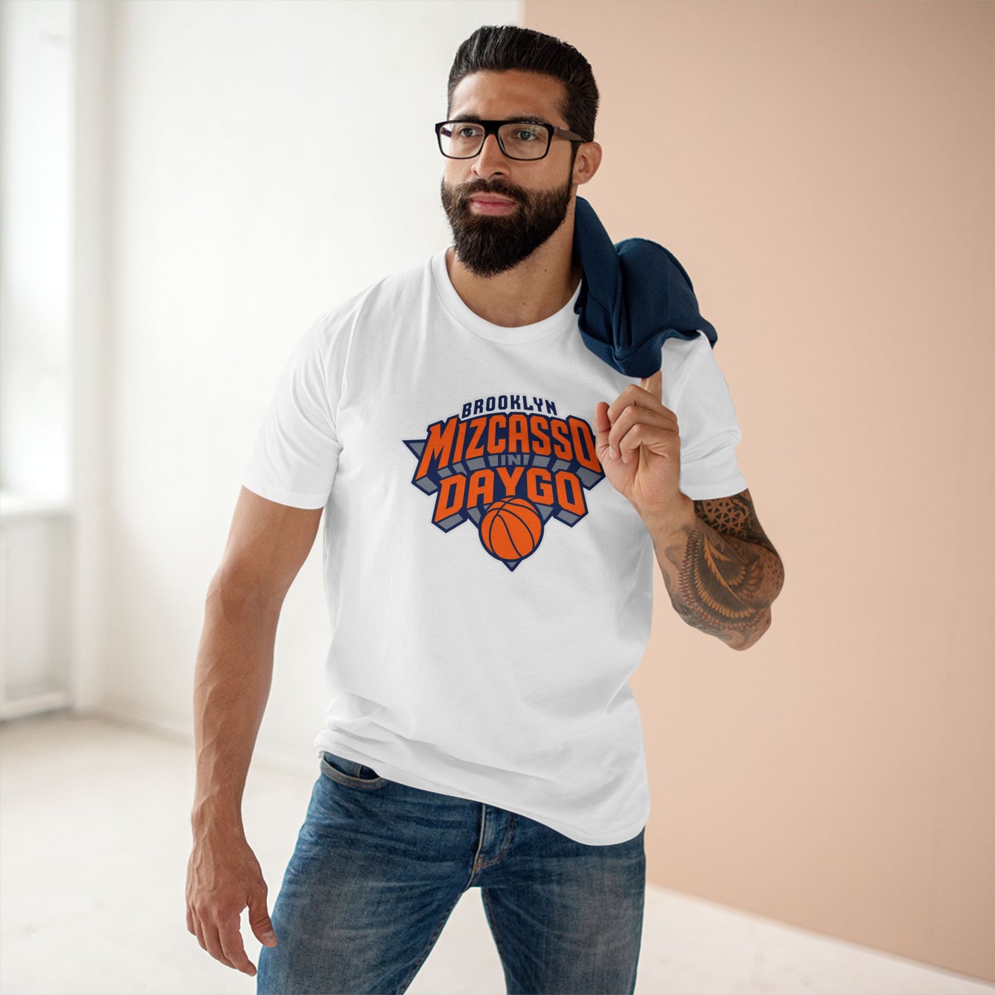 Brooklyn Mizcasso & Daygo Basketball Tee — Vintage Orange Team Logo Shirt