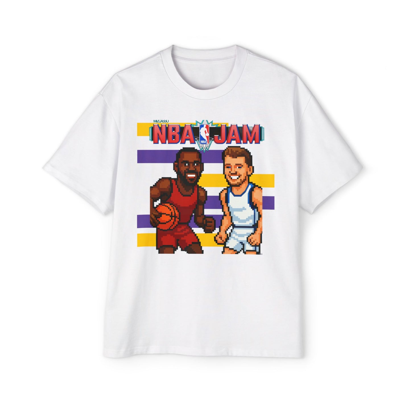 Men's NBA Jam Oversized Tee - Retro Basketball Graphic T-Shirt for Sports Fans