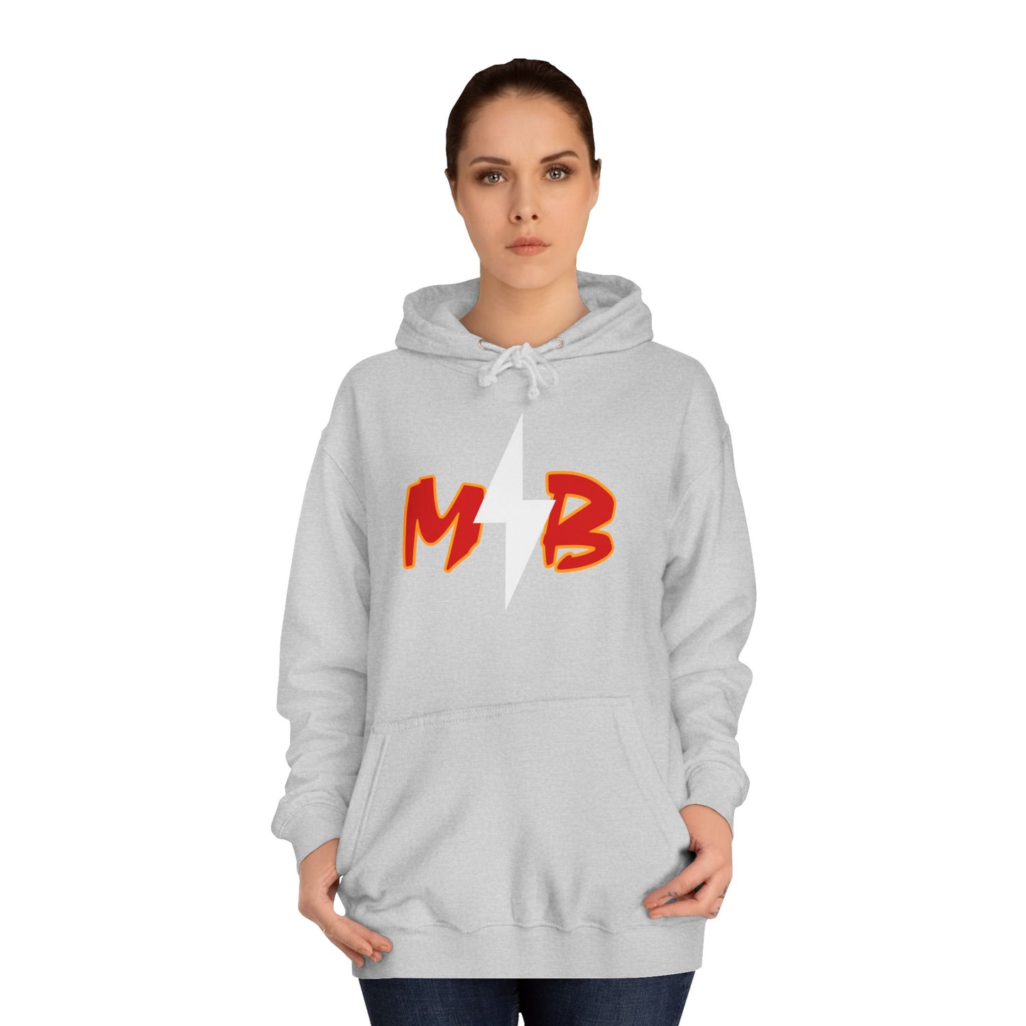 MB Lightning Hoodie — College Crew Pullover with Bold Red Initials
