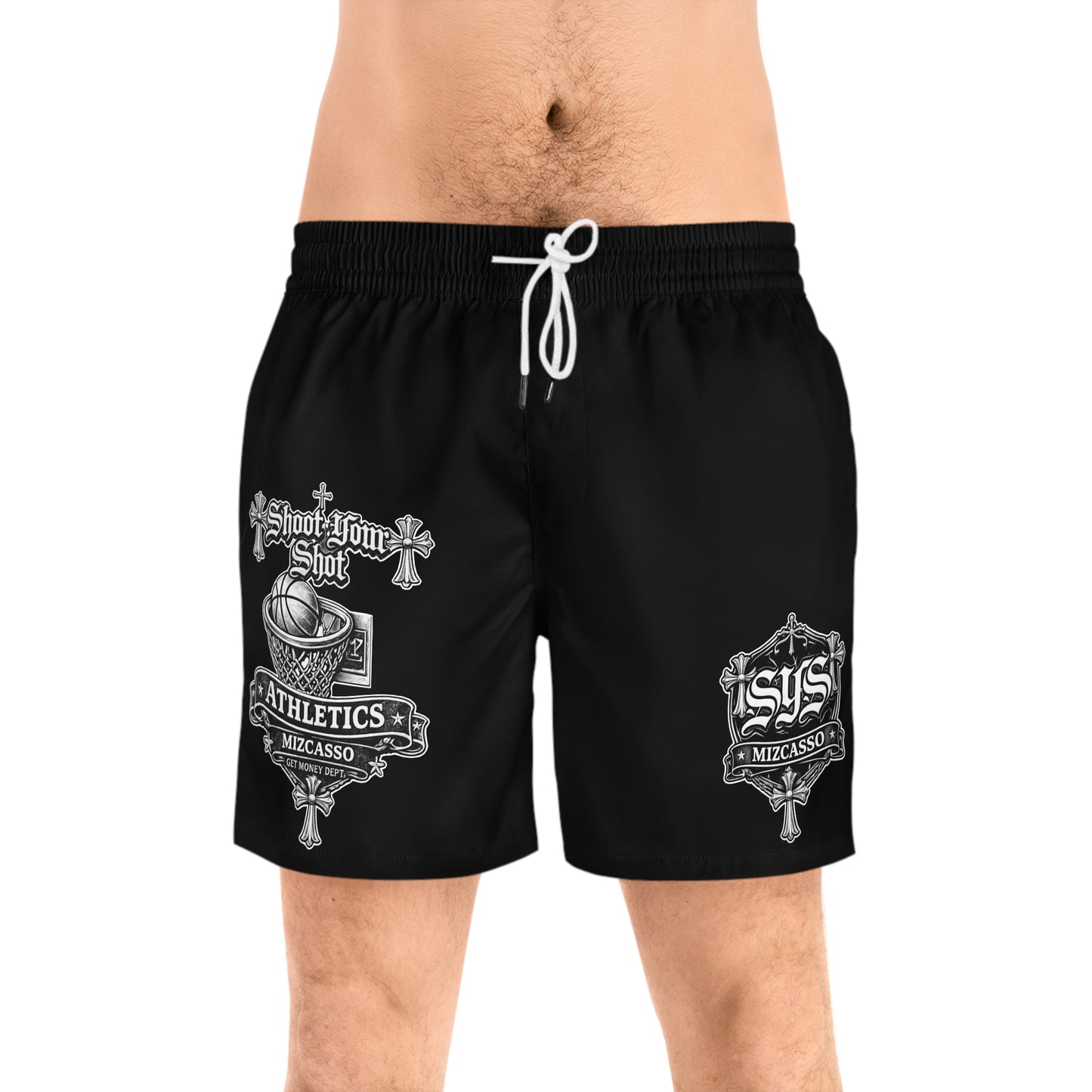 Men's Athletic Swim Shorts – 'Shoot Your Shot' Basketball Graphic