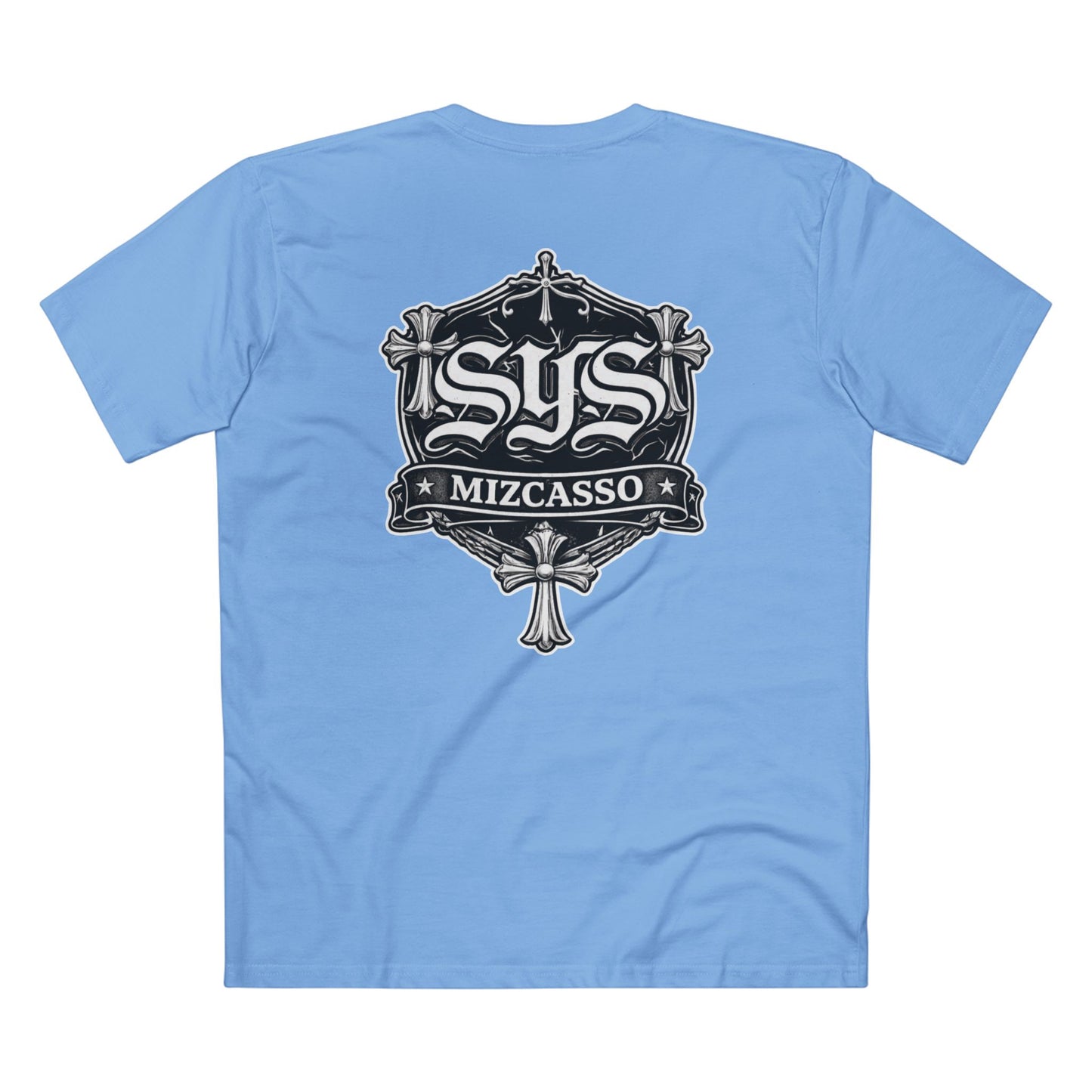 SYS Mizcasso Crest T-Shirt — Gothic Shield Logo Tee