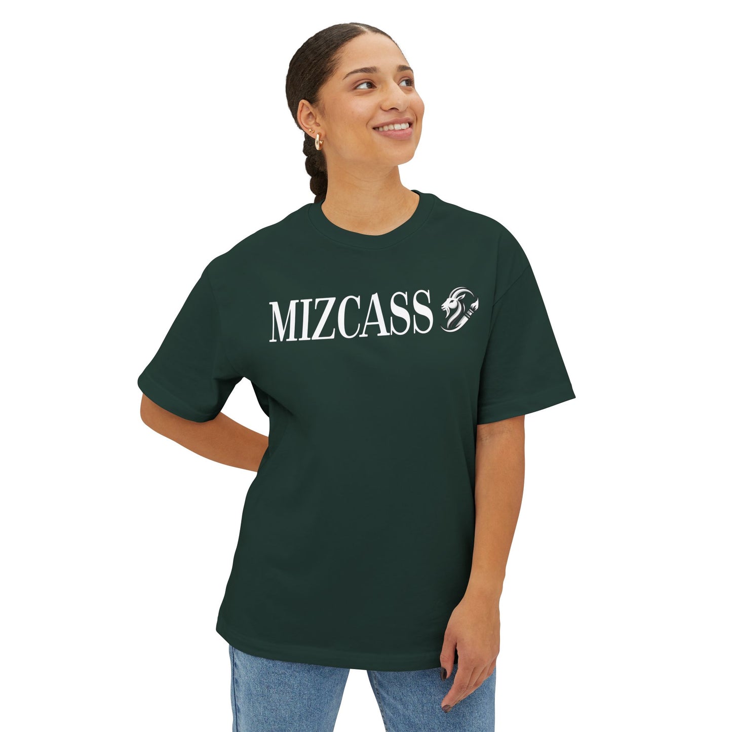 Mizcass Graphic Tee — Bold Logo Oversized Boxy T-Shirt